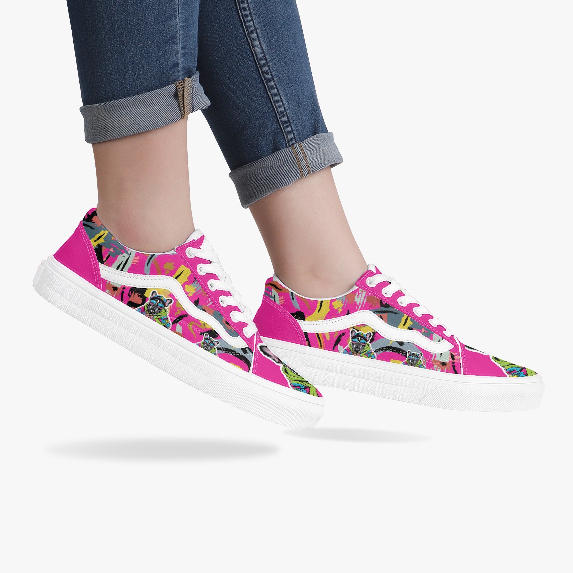 French Bulldog Trendy Canvas Sneakers for Dog Moms & Dads-fadou