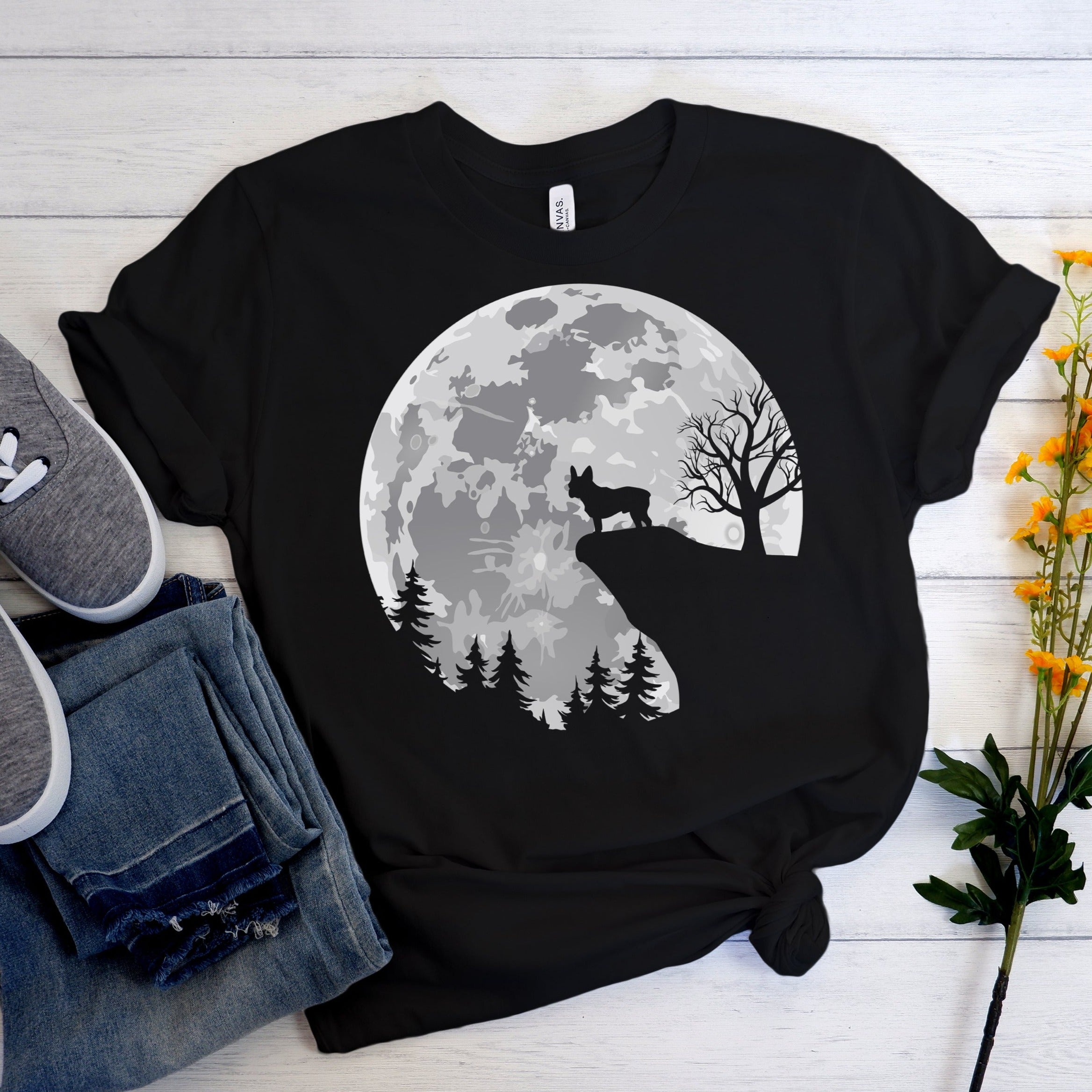 Forest French Bulldog Dog Lover Tee for Dog Moms & Dads-fadou