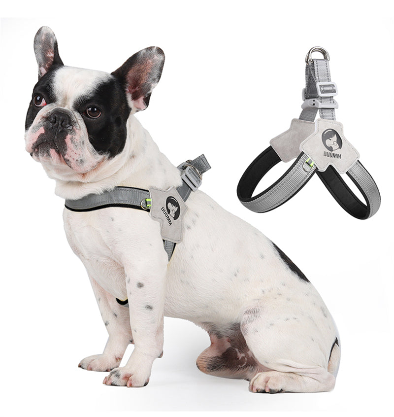French Bulldog Reflective No-Pull Vest for Flat-Face Breeds-fadou