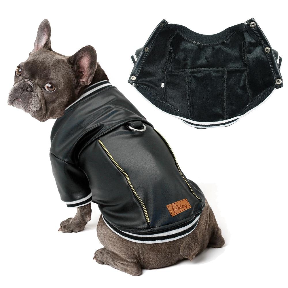 French Bulldog Leather Warm Outerwear for Travel Comfort-fadou