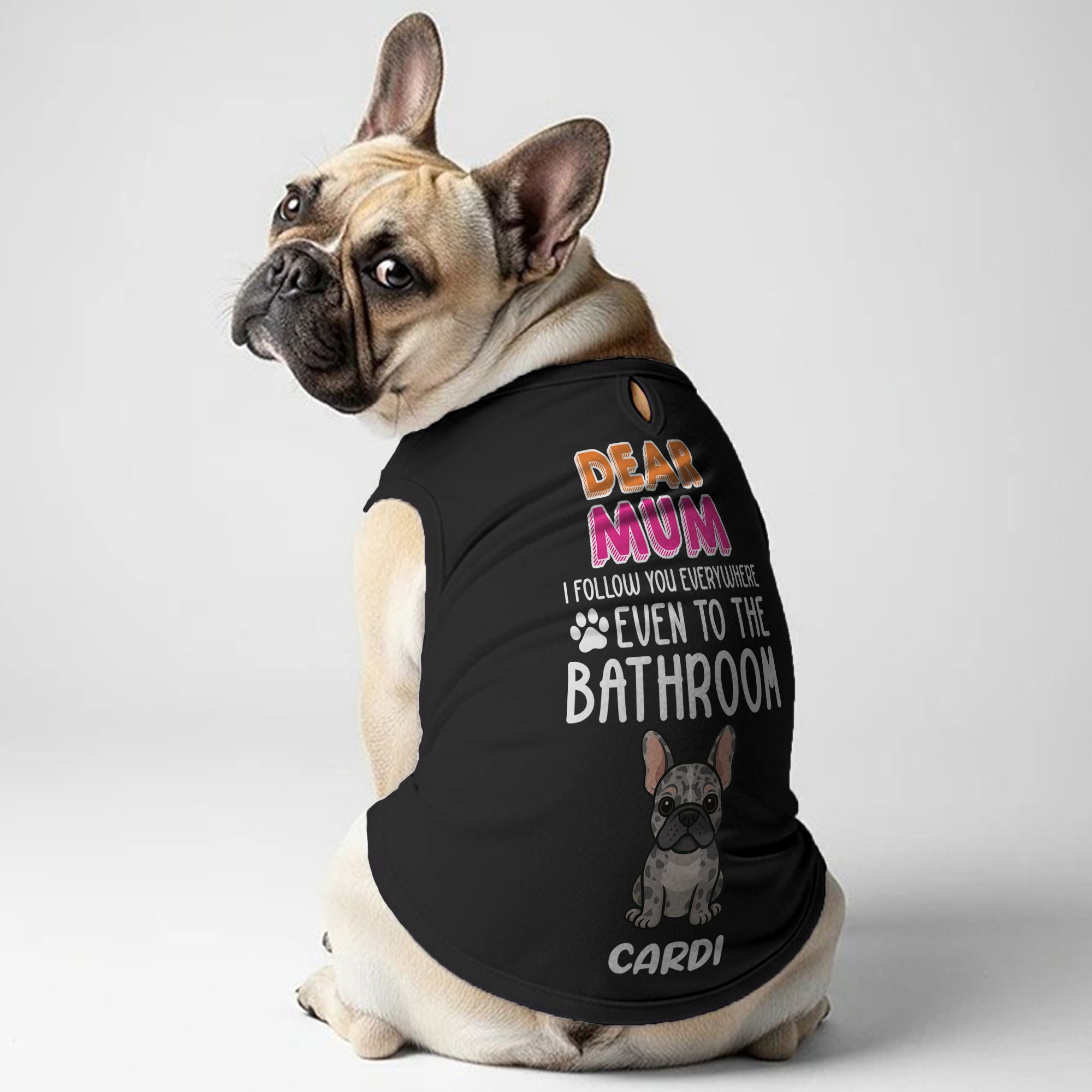 French Bulldog Personalized Cotton T-Shirt for Frenchie Fans-fadou