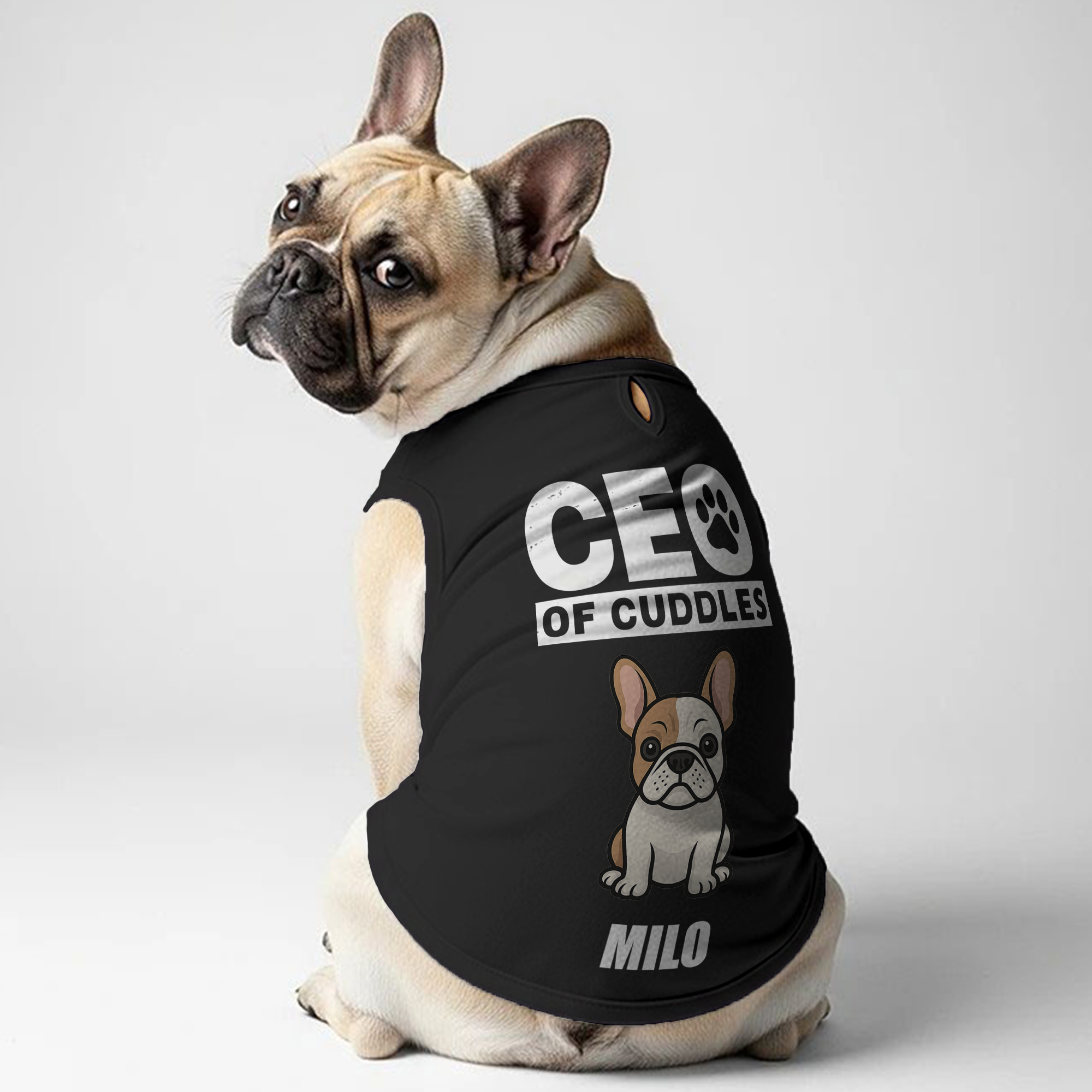 French Bulldog Personalized Cotton T-Shirt for Everyday Wear-fadou