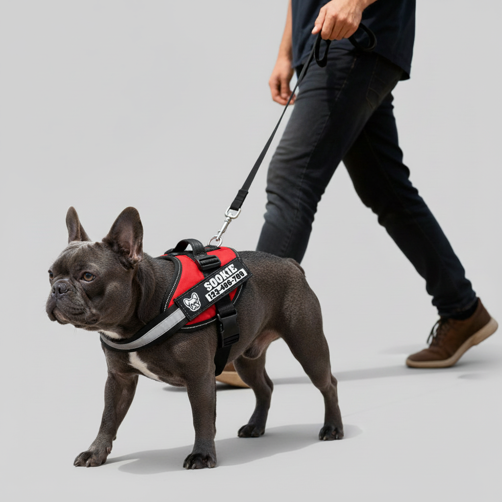 French Bulldog Personalized Dog Harness for Cozy Nights-fadou