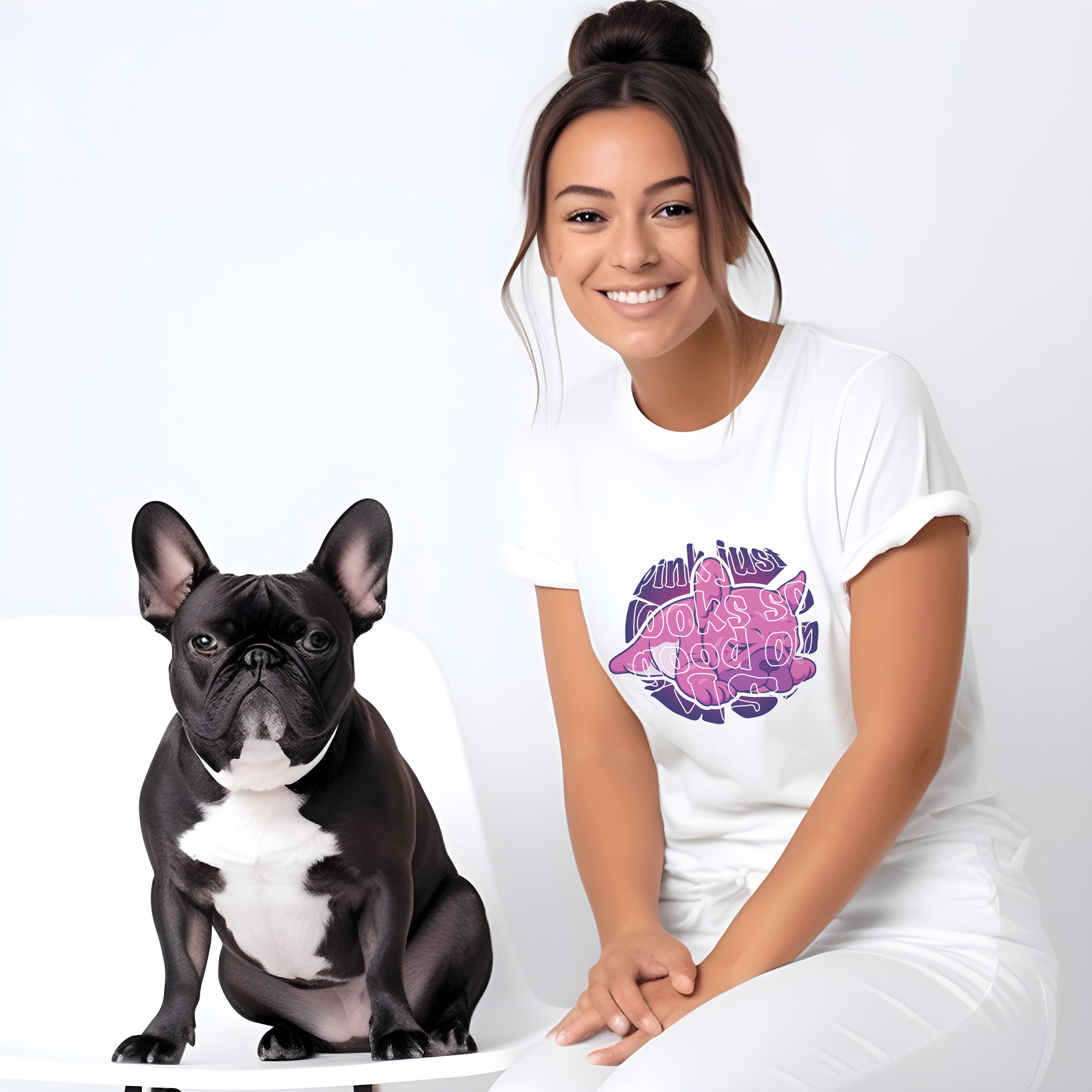 A Pink Frenchie's World - Unisex T-Shirt for Bulldog Owners-fadou
