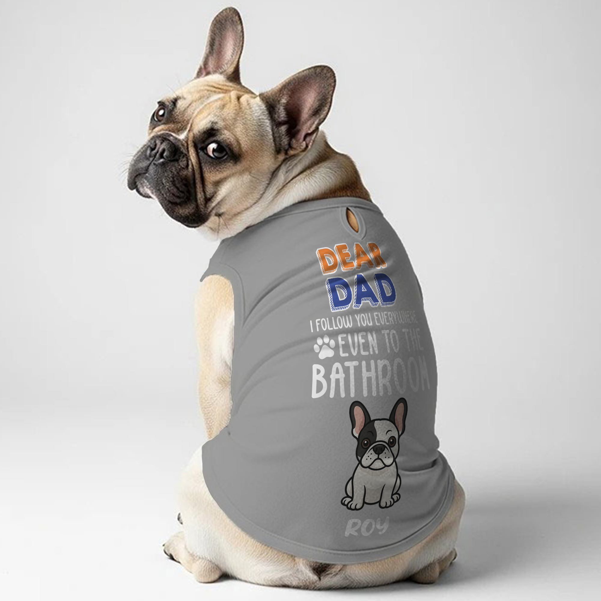 French Bulldog Personalized Cotton T-Shirt for Frenchie Fans-fadou