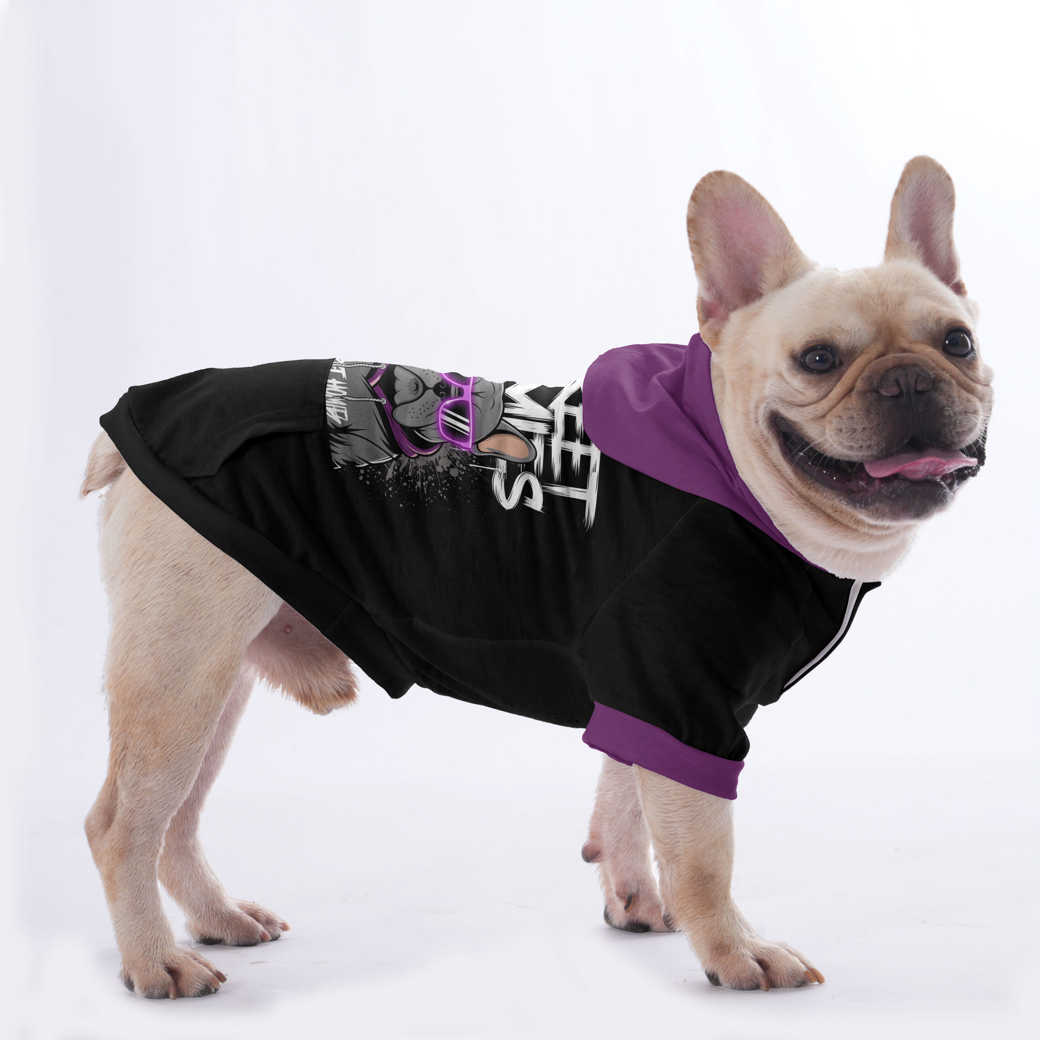 Sadie French Bulldog Fleece Hoodie for Outdoor Adventures-fadou