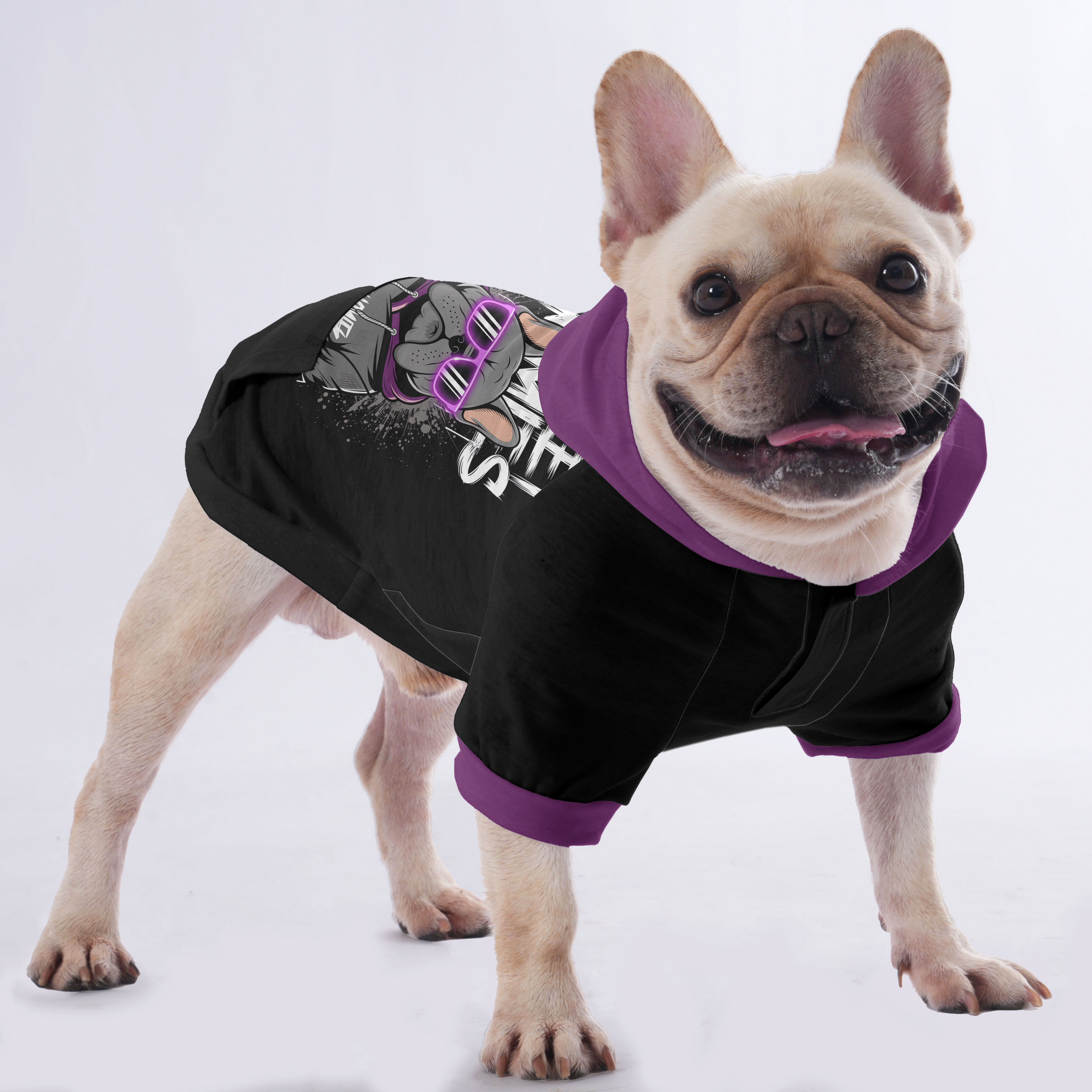Sadie French Bulldog Fleece Hoodie for Outdoor Adventures-fadou