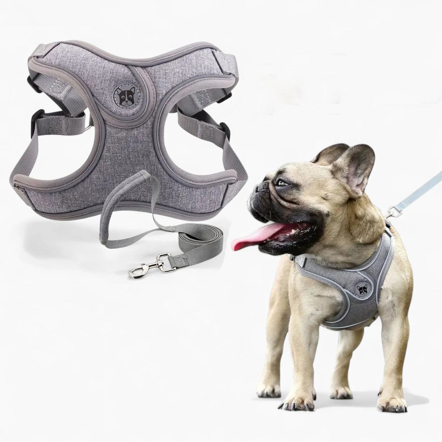French Bulldog Breathable Chest Harness for Short-Nosed Dogs-fadou