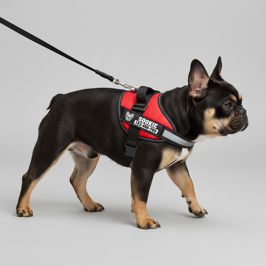 French Bulldog Personalized Dog Harness for Cozy Nights-fadou