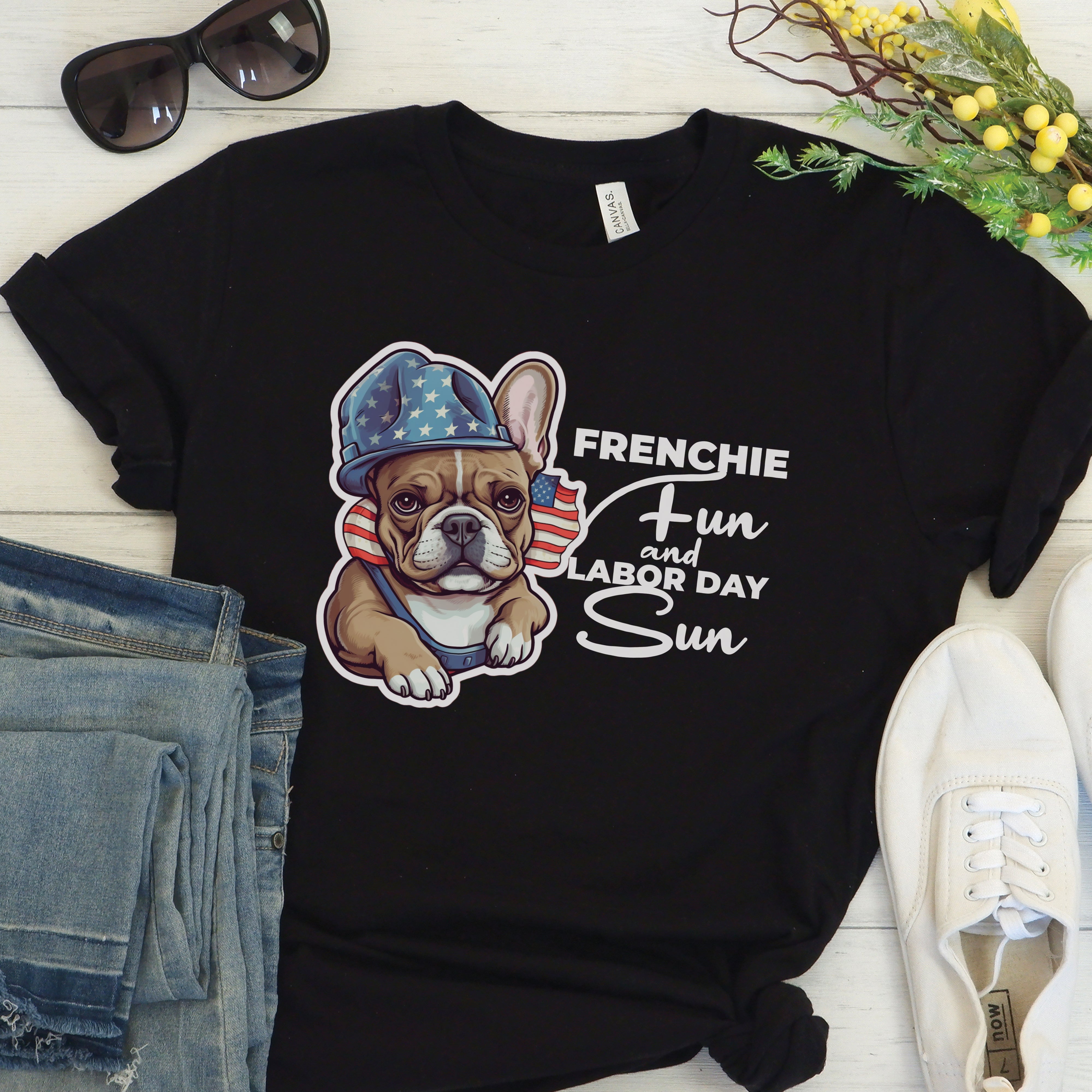 Trendsetting French Bulldog Graphic Tee for Everyday Wear-fadou