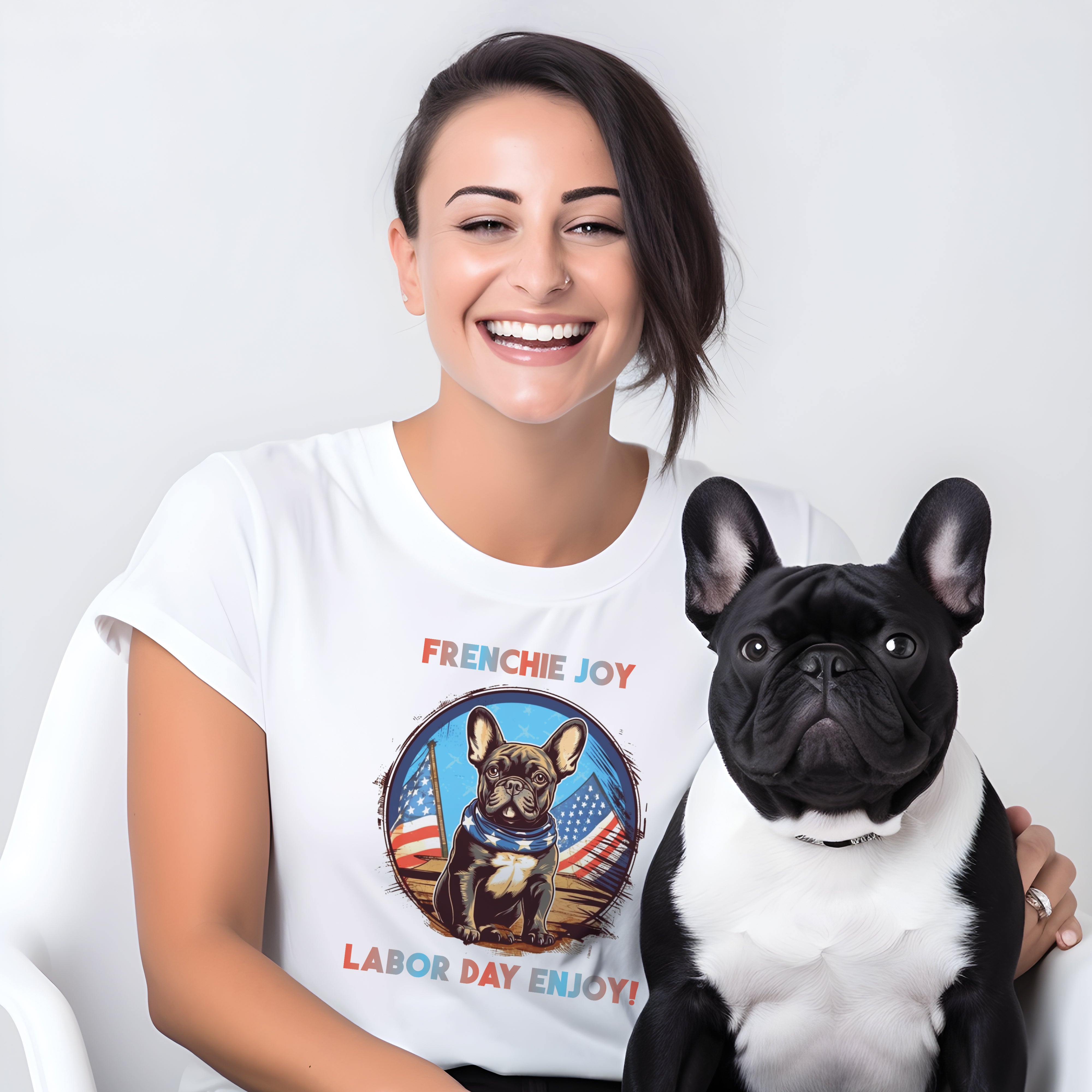 Lively French Bulldog Cotton T-Shirt for Dog Moms & Dads-fadou