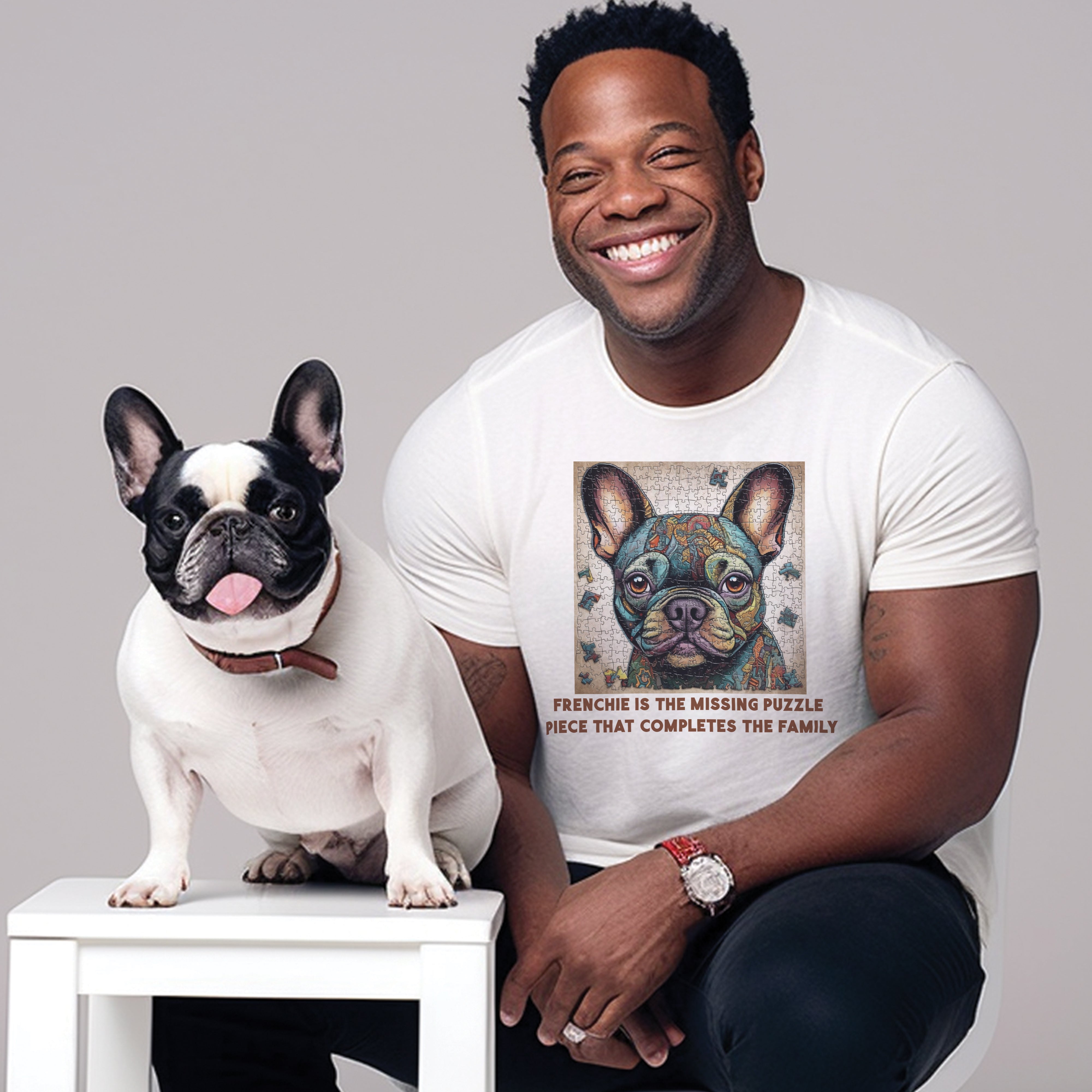 Frenchie Bulldog Puzzle - Unisex T-Shirt for Frenchie Fans-fadou