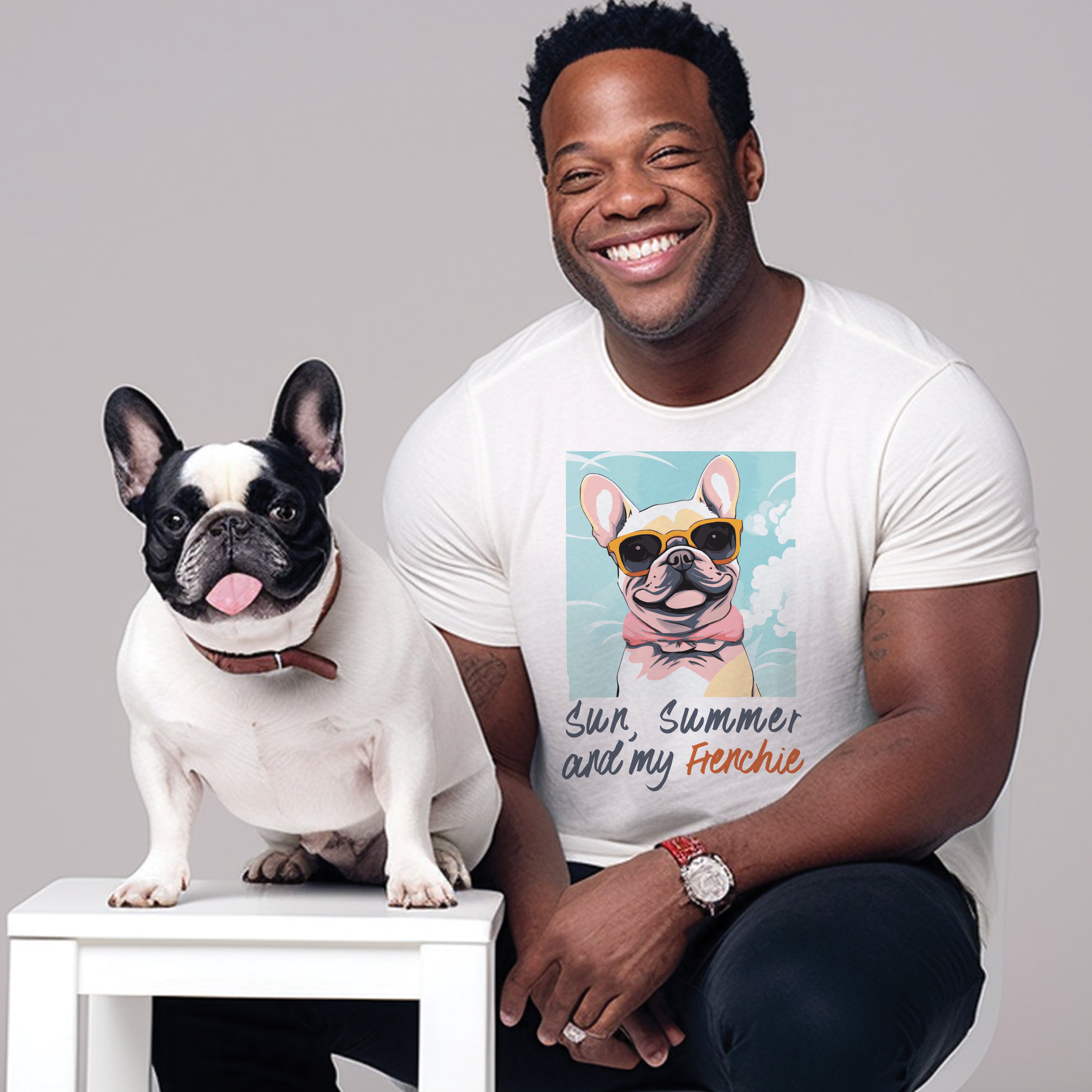 French Bulldog Summer Dog Lover Tee for Frenchie Enthusiasts-fadou