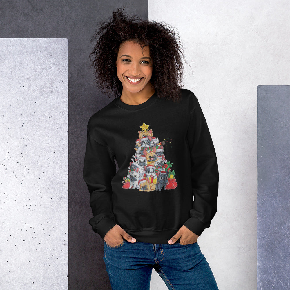 French Bulldog Christmas Cotton Sweatshirt for Everyday Wear-fadou