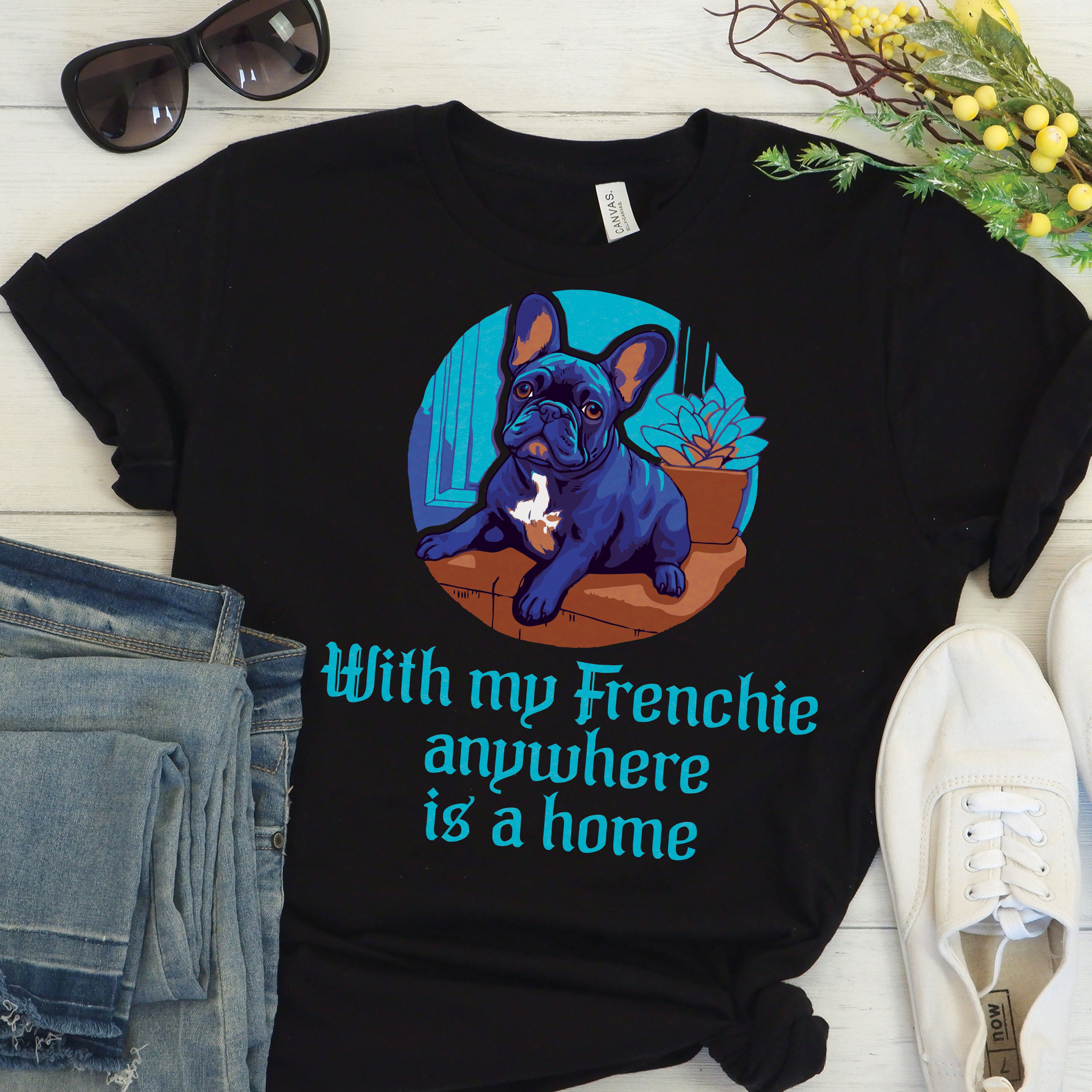 Bleu Frenchie - Unisex T-Shirt for Dog Lovers and Owners-fadou