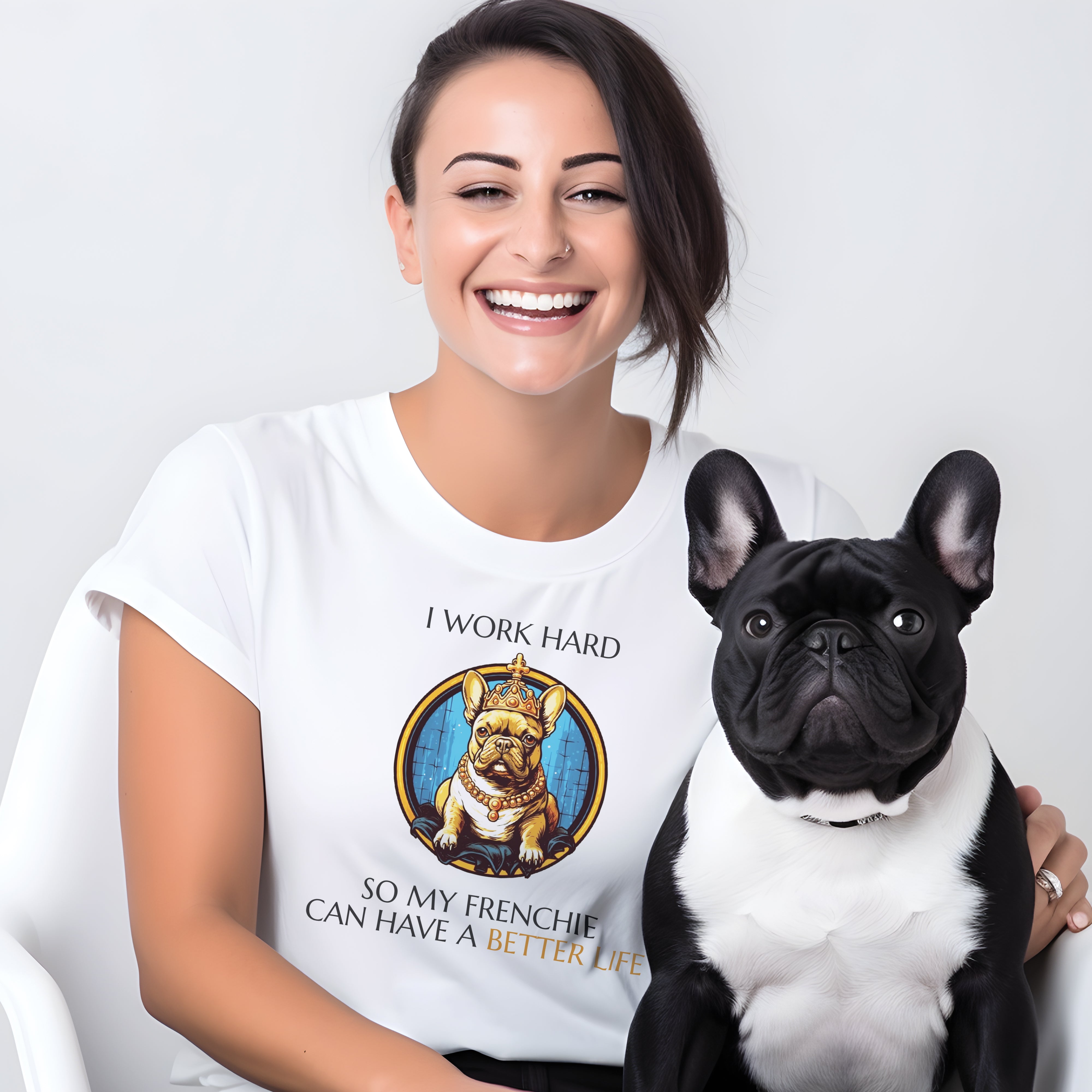 Regal French Bulldog Graphic Tee for Frenchie Enthusiasts-fadou