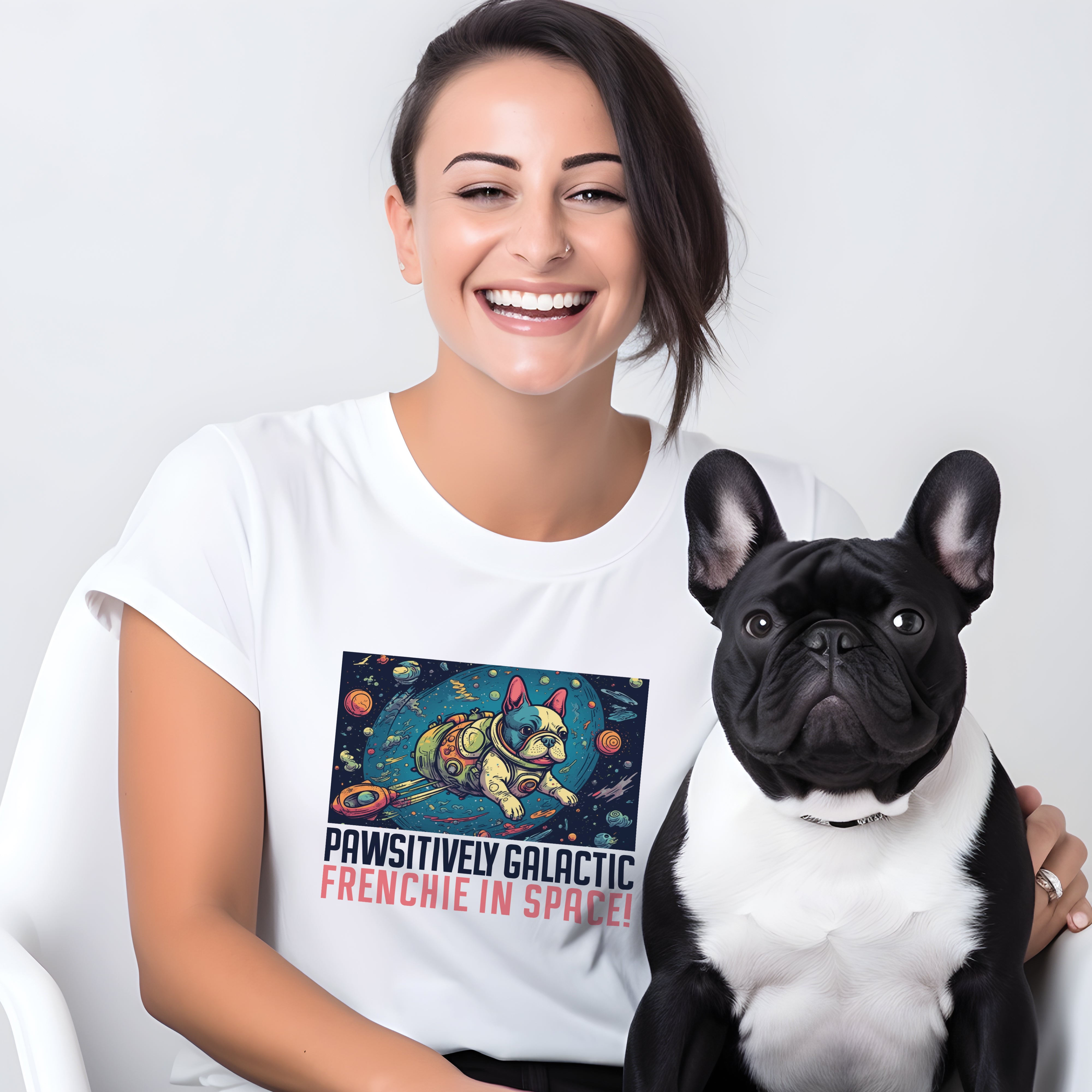 Frenchie in Space - Unisex T-Shirt for Dog Lovers and Owners-fadou
