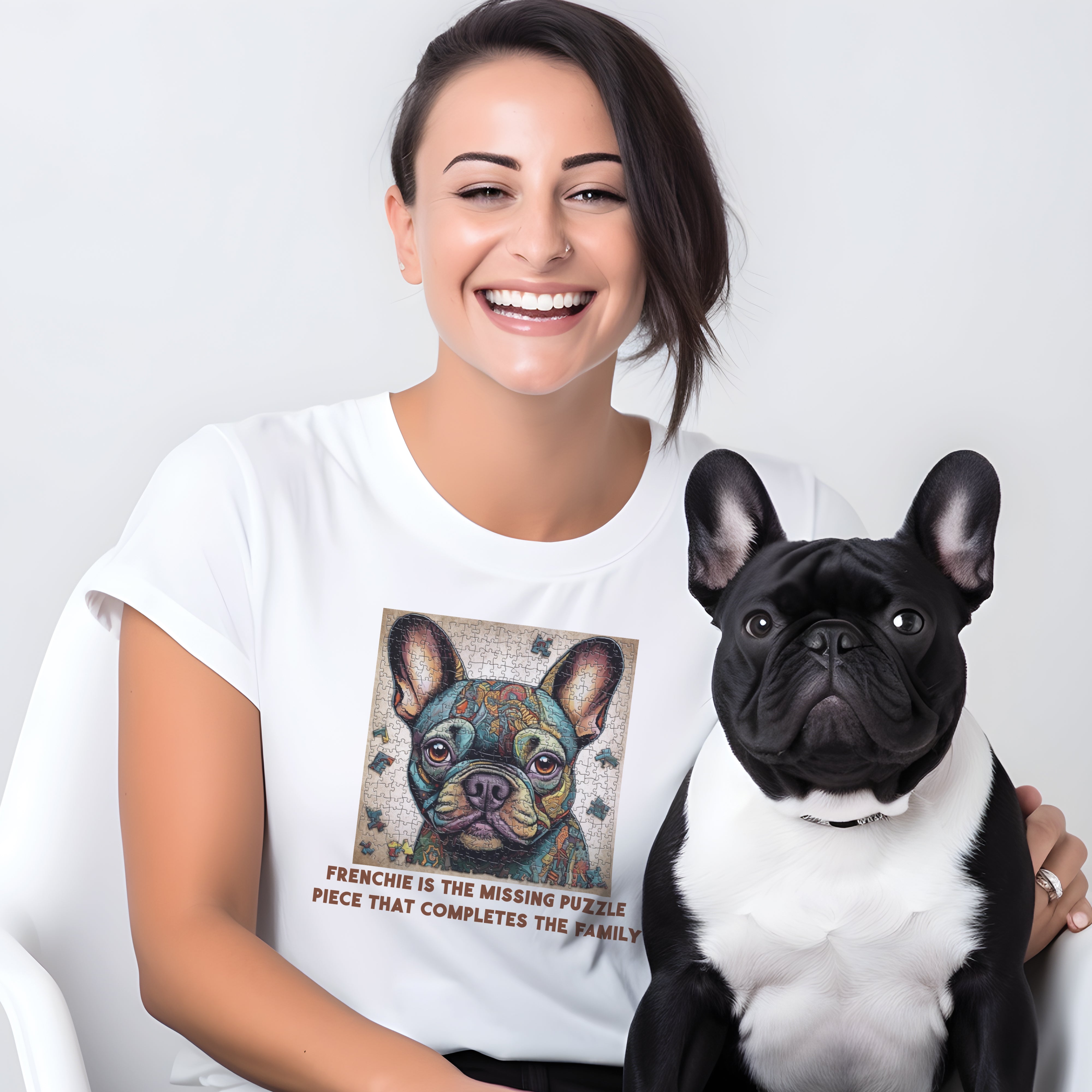 Frenchie Bulldog Puzzle - Unisex T-Shirt for Frenchie Fans-fadou