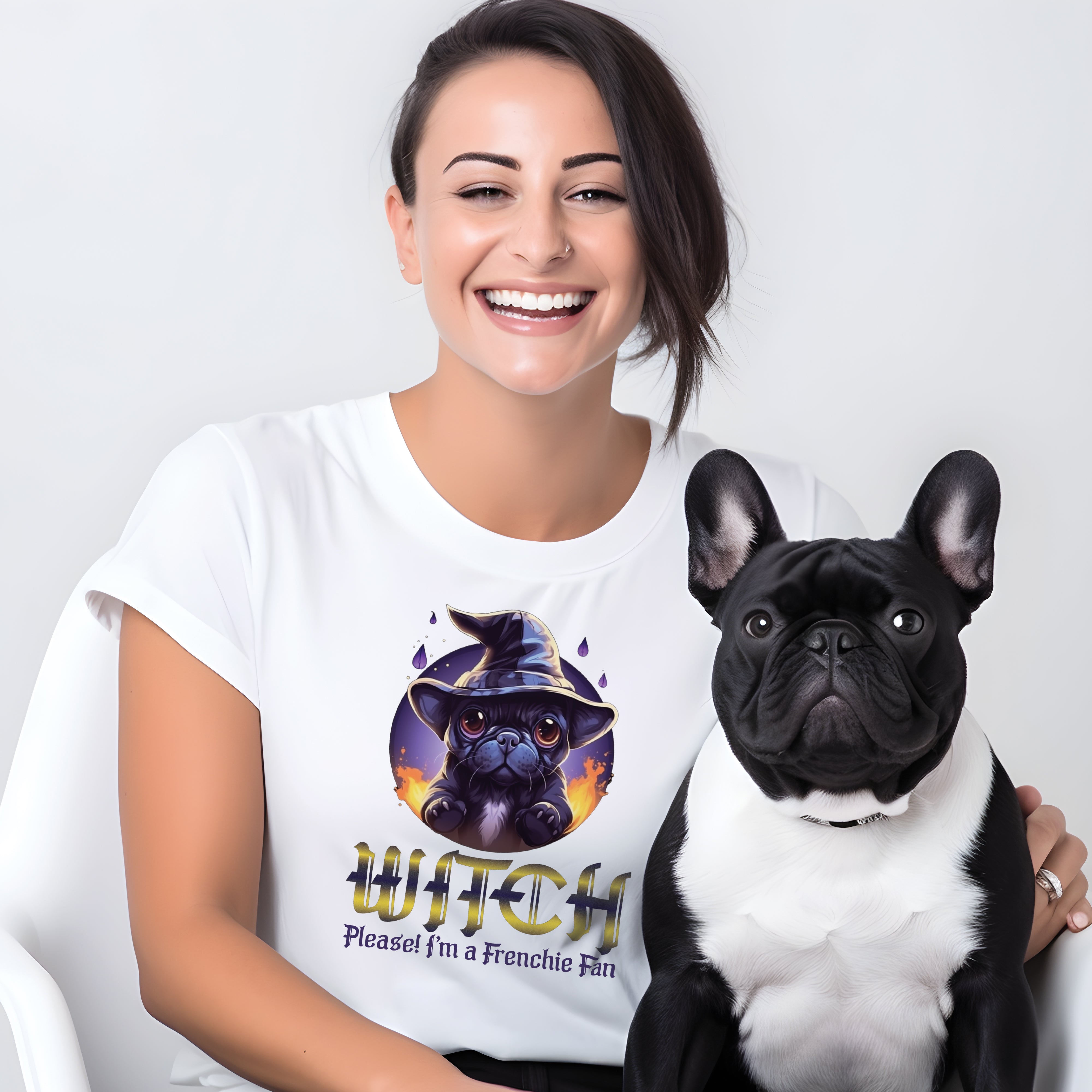 French Bulldog Witch - Unisex T-Shirt for Bulldog Owners-fadou