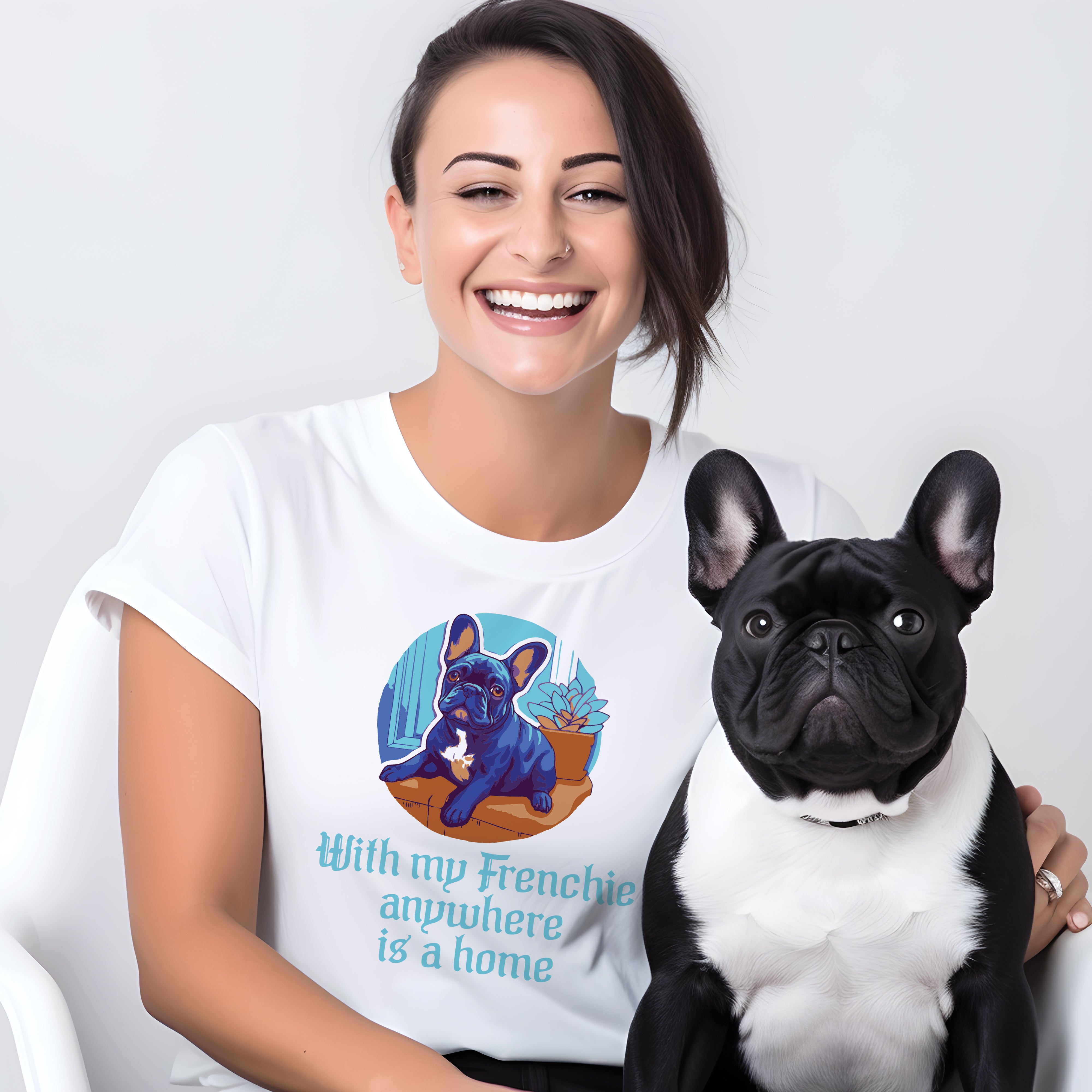Bleu Frenchie - Unisex T-Shirt for Dog Lovers and Owners-fadou