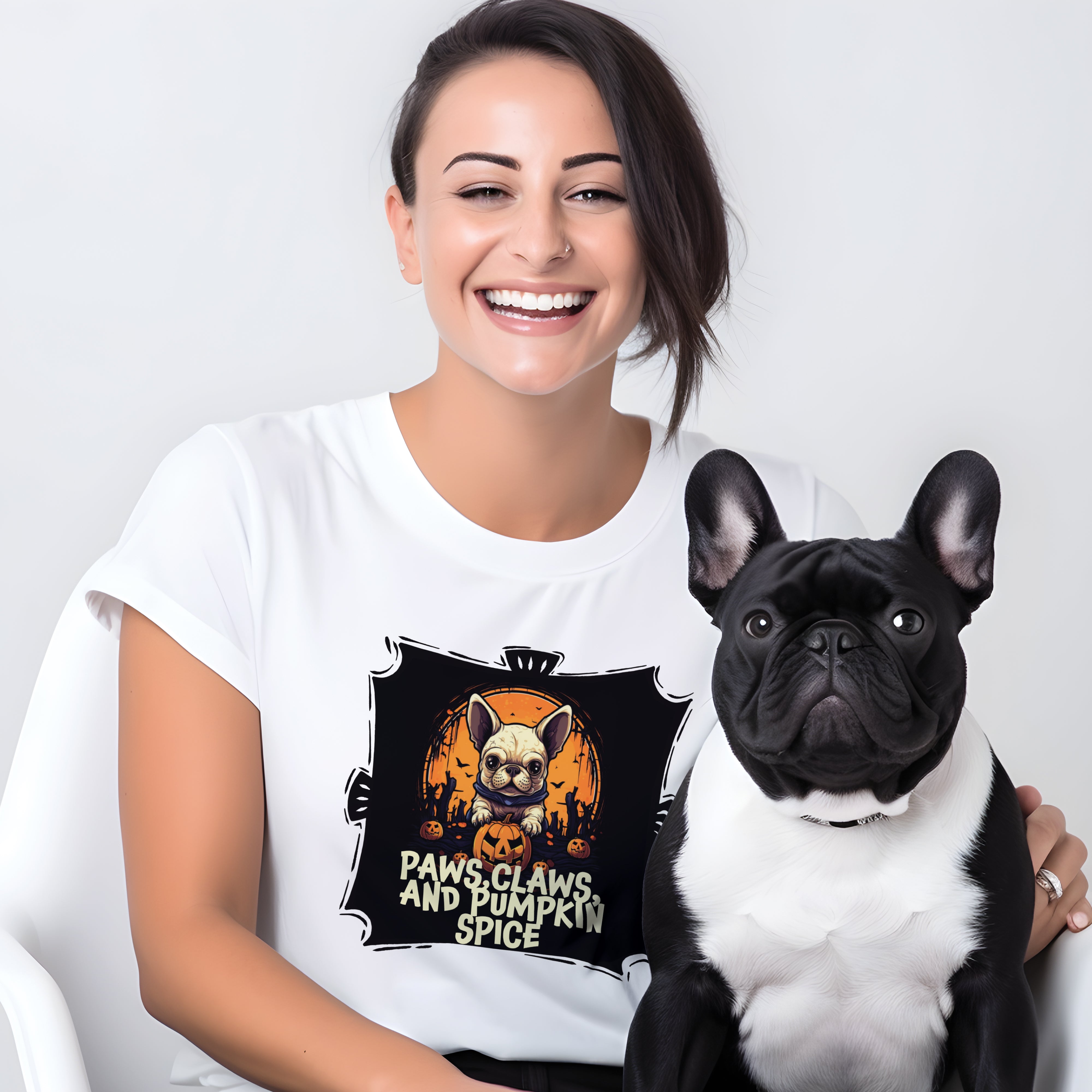 Frenchie Pumpkin Duo - Unisex T-Shirt for Everyday Wear-fadou