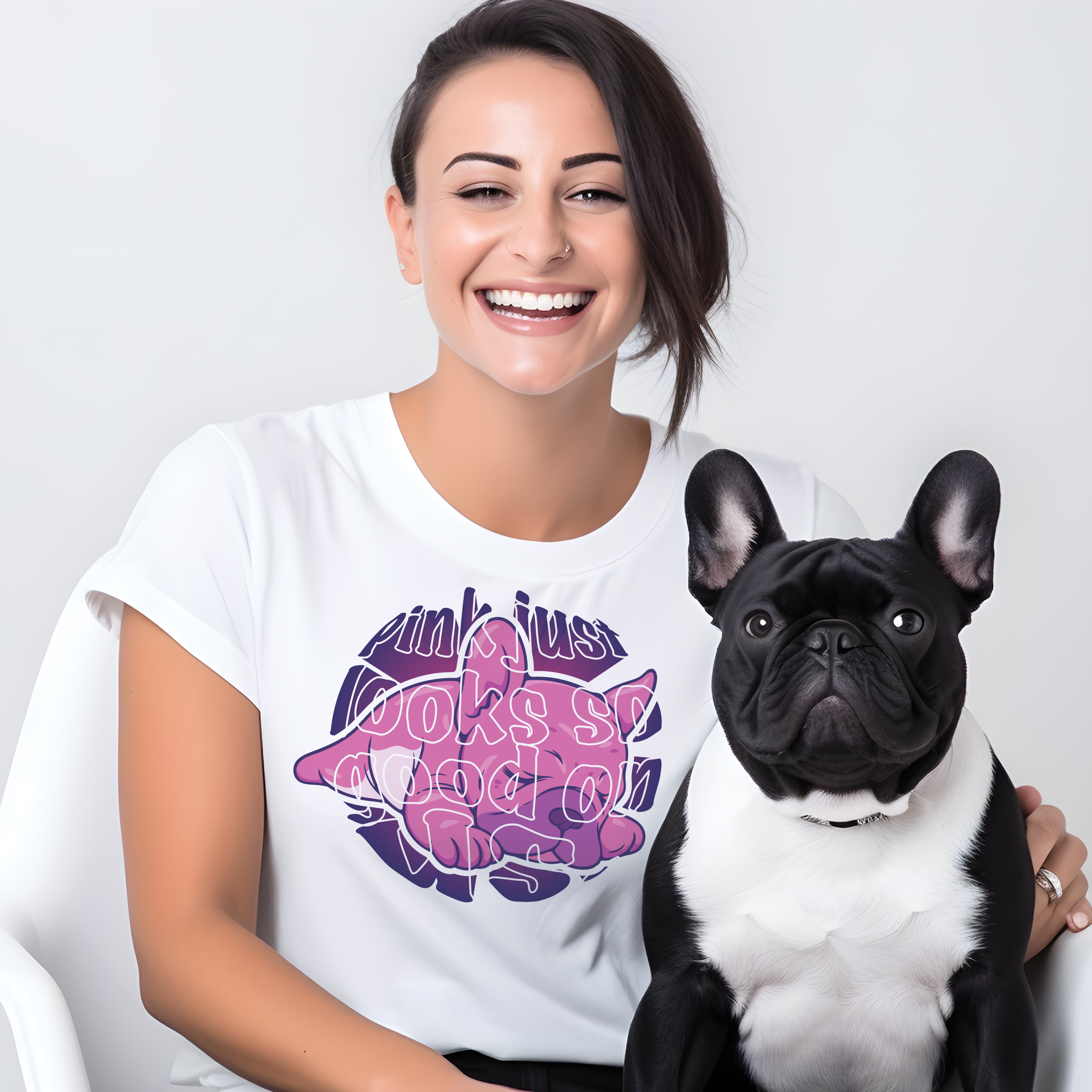 A Pink Frenchie's World - Unisex T-Shirt for Bulldog Owners-fadou