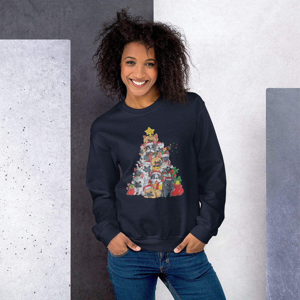 French Bulldog Christmas Cotton Sweatshirt for Everyday Wear-fadou