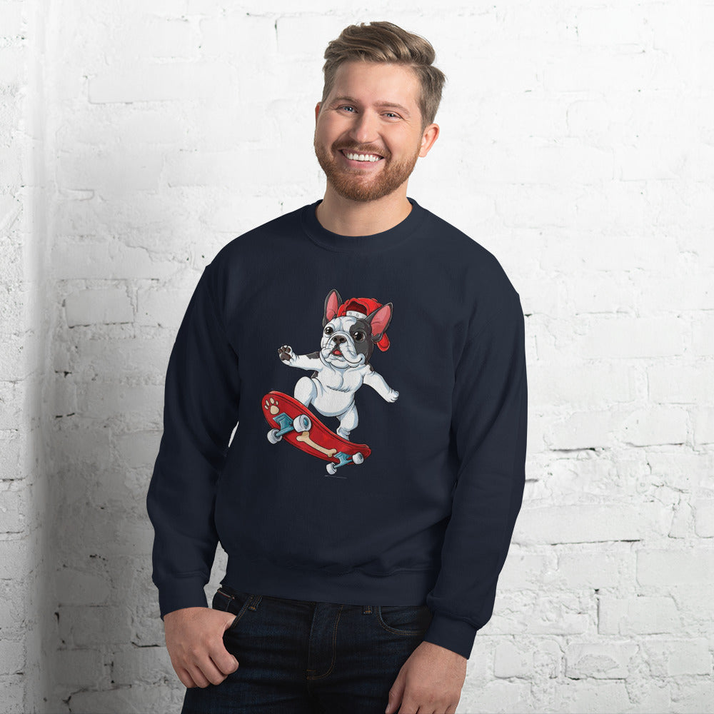 Frenchie with Skiboard - Unisex Sweatshirt for Everyday Wear-fadou