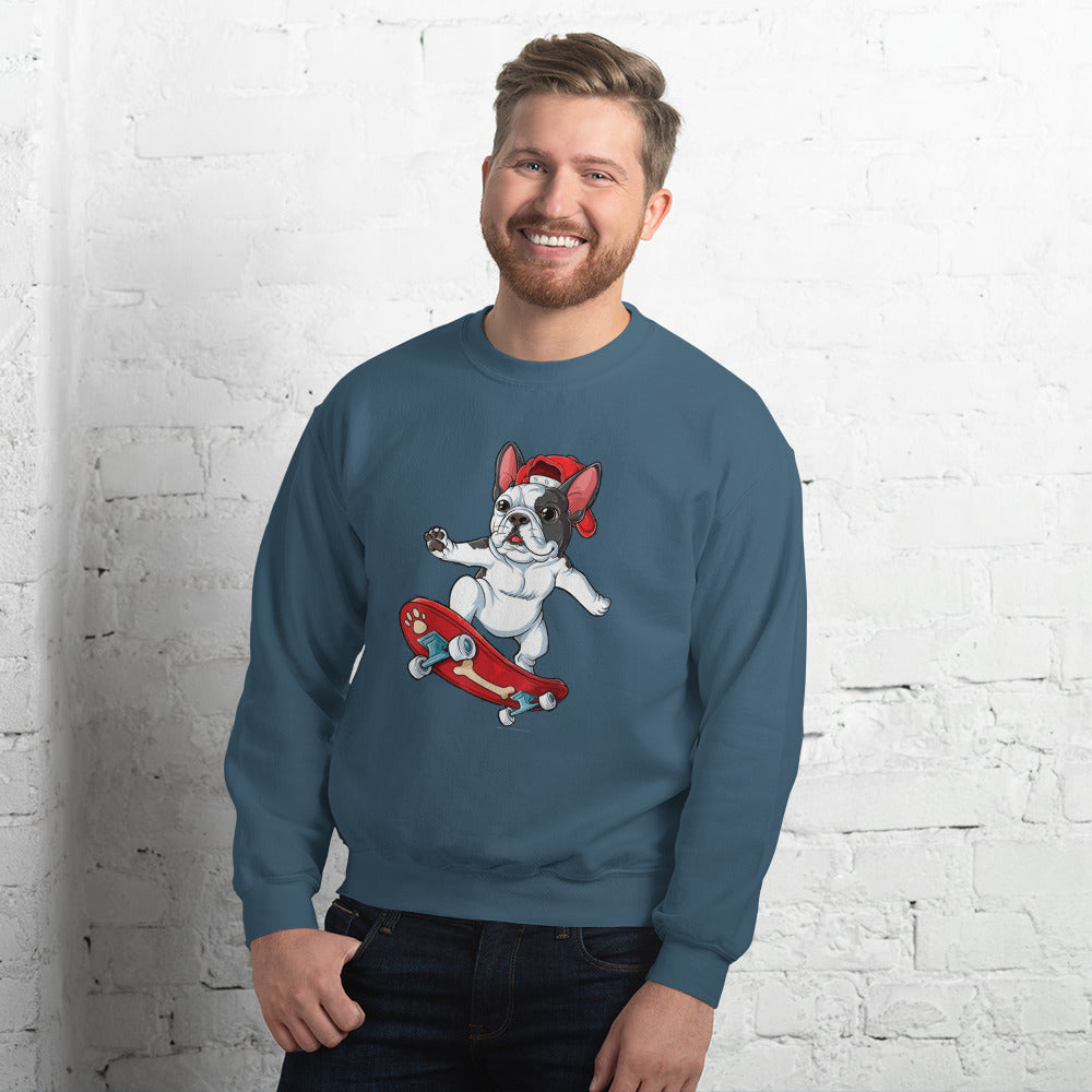 Frenchie with Skiboard - Unisex Sweatshirt for Everyday Wear-fadou