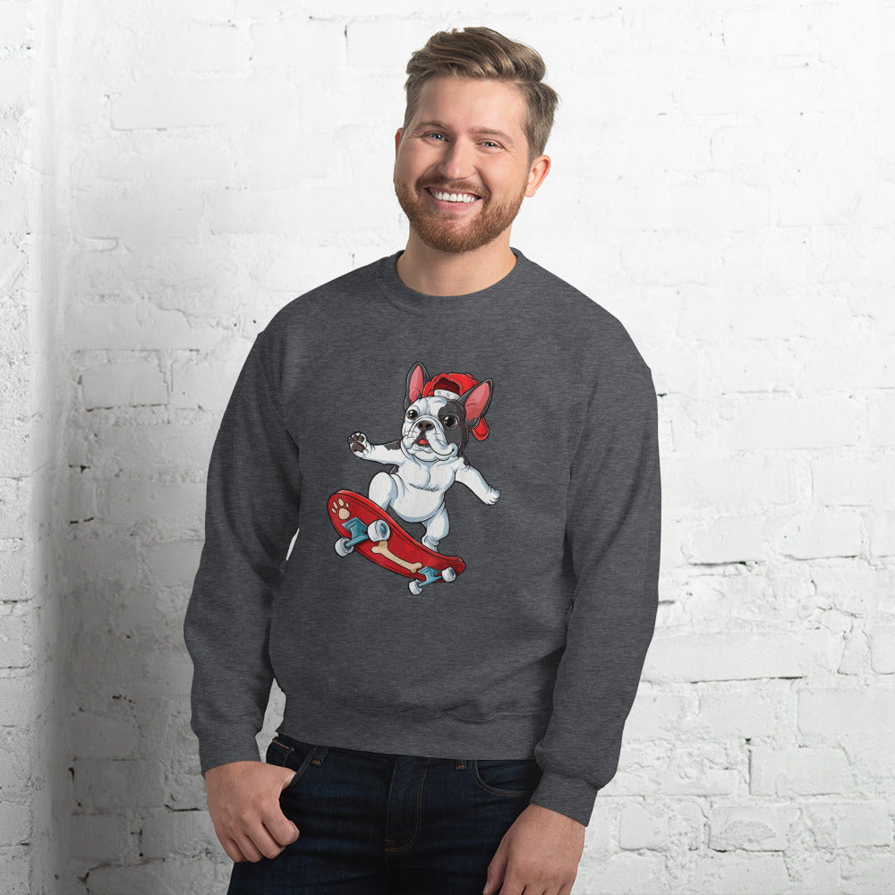 Frenchie with Skiboard - Unisex Sweatshirt for Everyday Wear-fadou