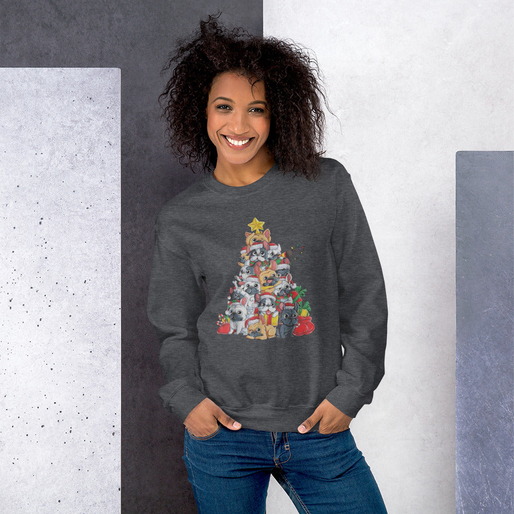 French Bulldog Christmas Cotton Sweatshirt for Everyday Wear-fadou