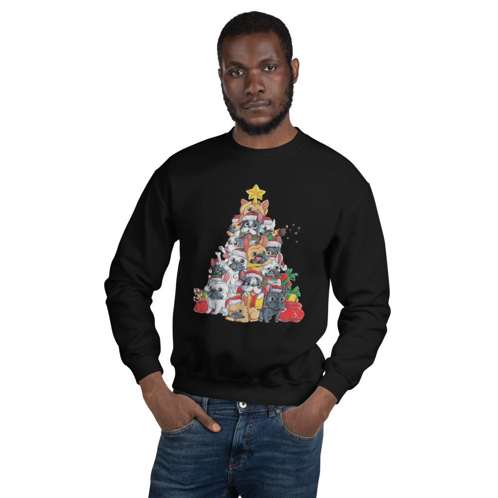 French Bulldog Christmas Cotton Sweatshirt for Everyday Wear-fadou