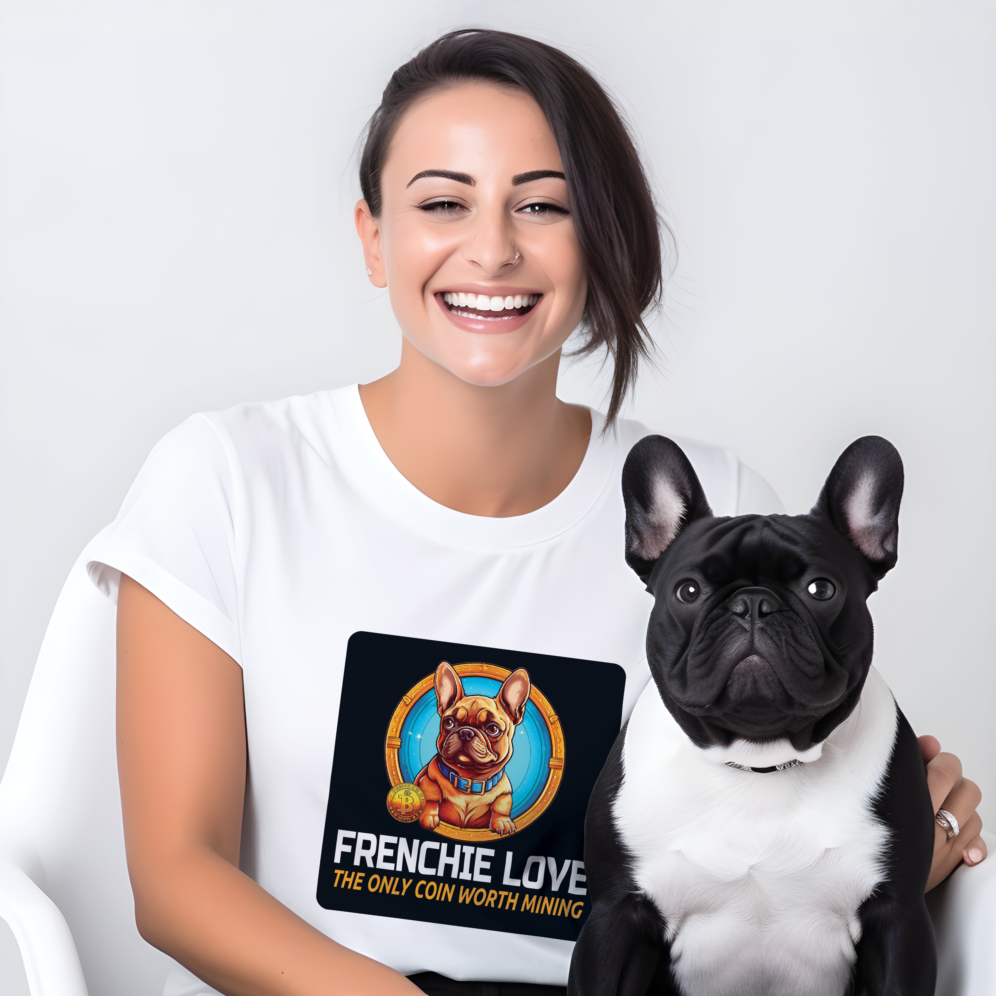 Bitcoin French Bulldog Dog Lover Tee for Dog Moms & Dads-fadou
