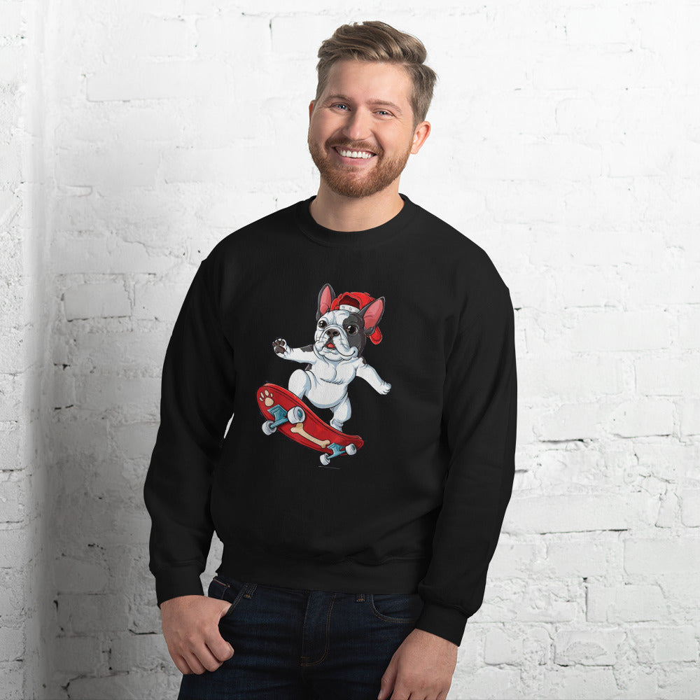 Frenchie with Skiboard - Unisex Sweatshirt for Everyday Wear-fadou