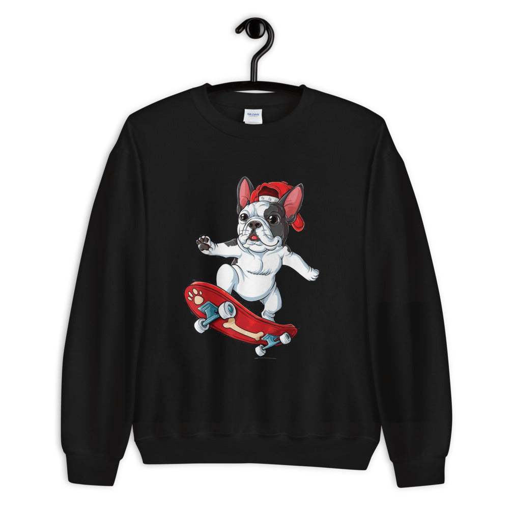 Frenchie with Skiboard - Unisex Sweatshirt for Everyday Wear-fadou