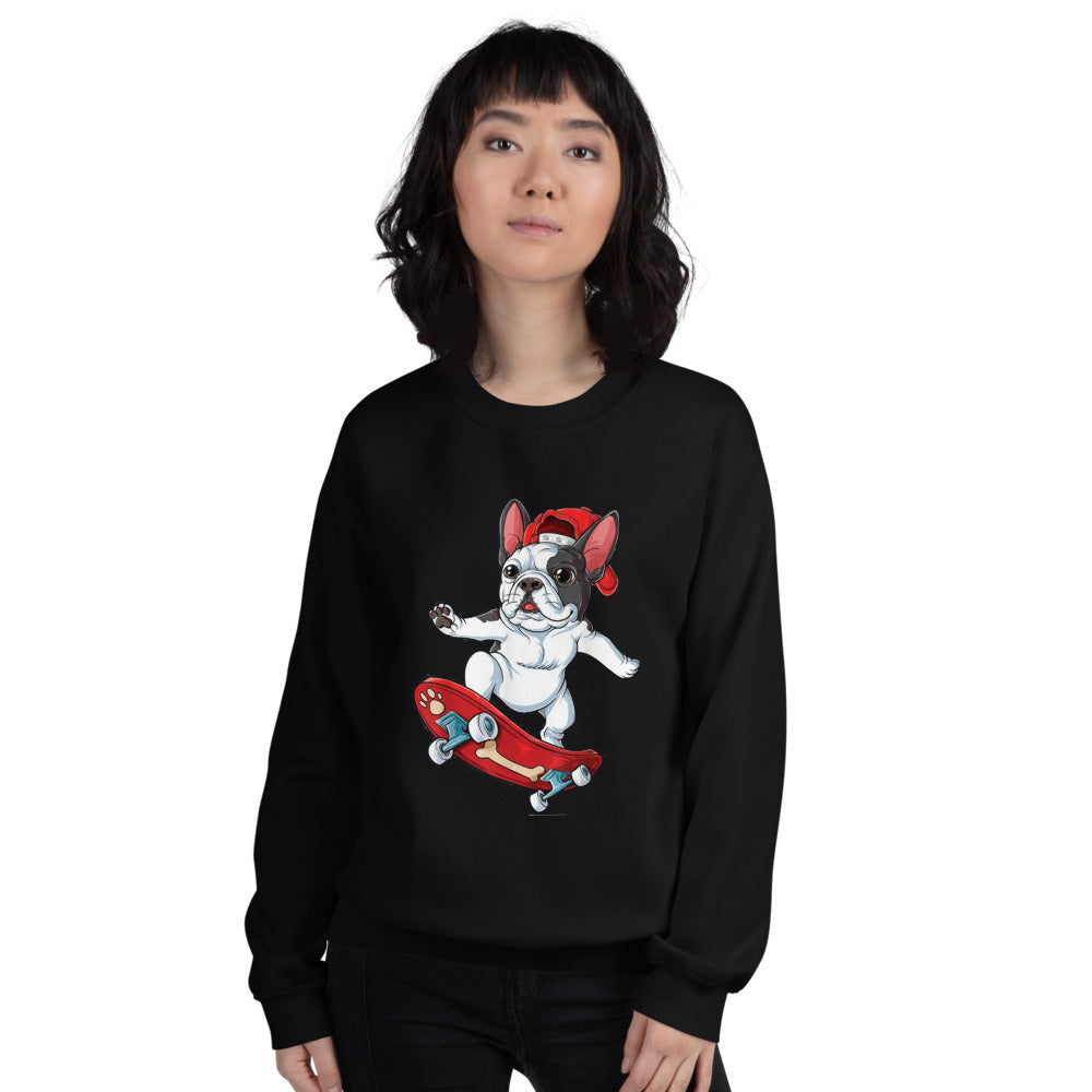 Frenchie with Skiboard - Unisex Sweatshirt for Everyday Wear-fadou