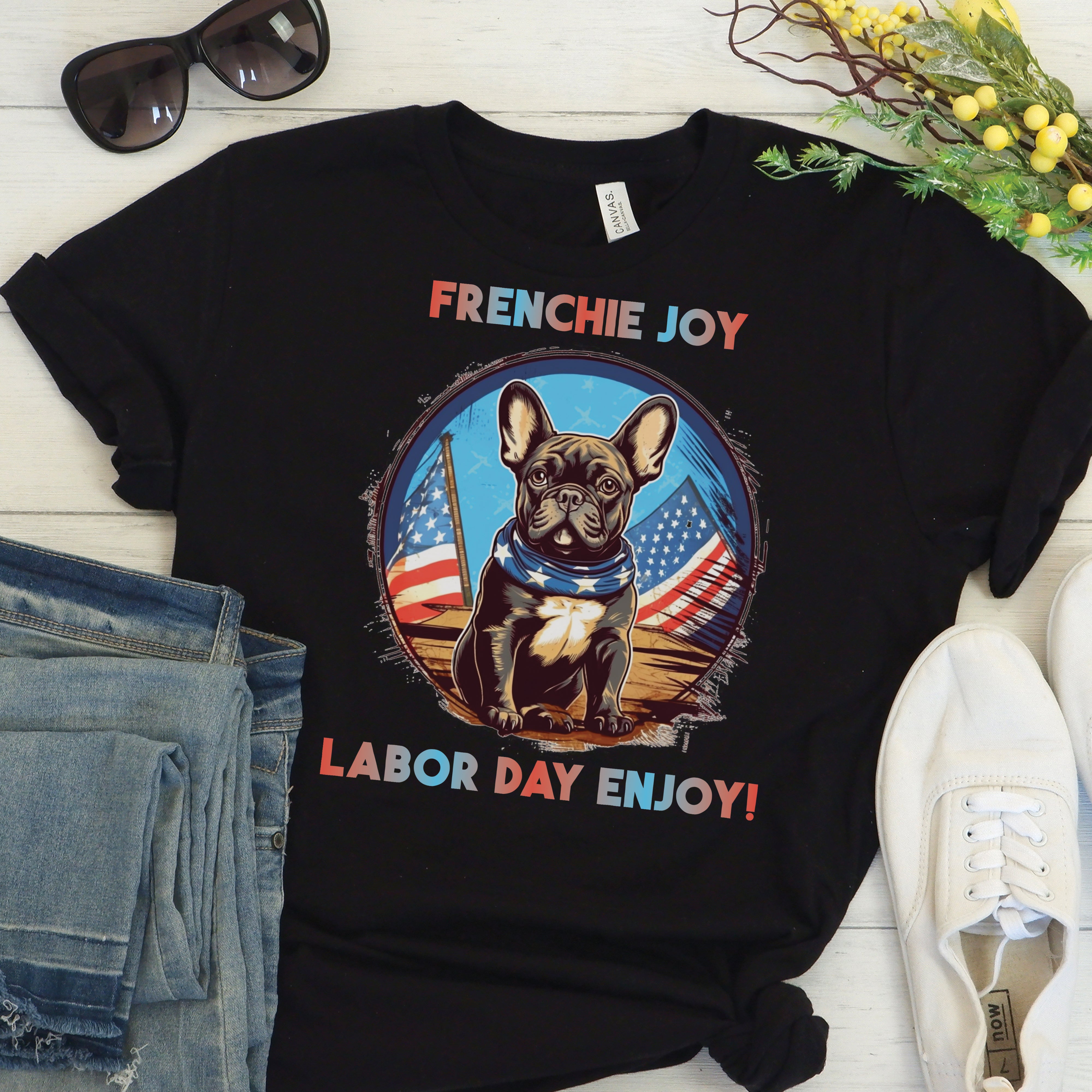 Lively French Bulldog Cotton T-Shirt for Dog Moms & Dads-fadou