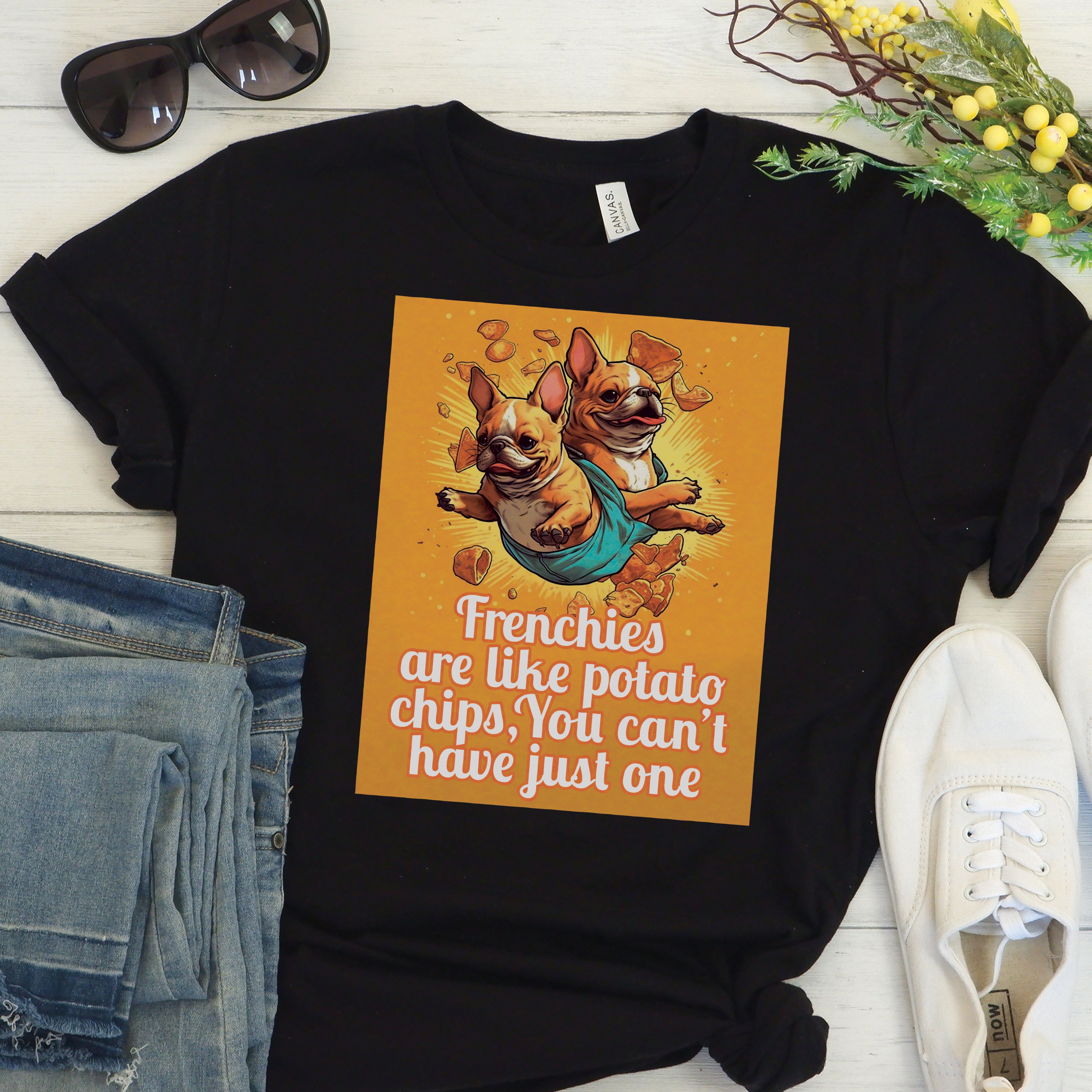 French Bulldog Chip Style - Unisex T-Shirt for Everyday Wear-fadou