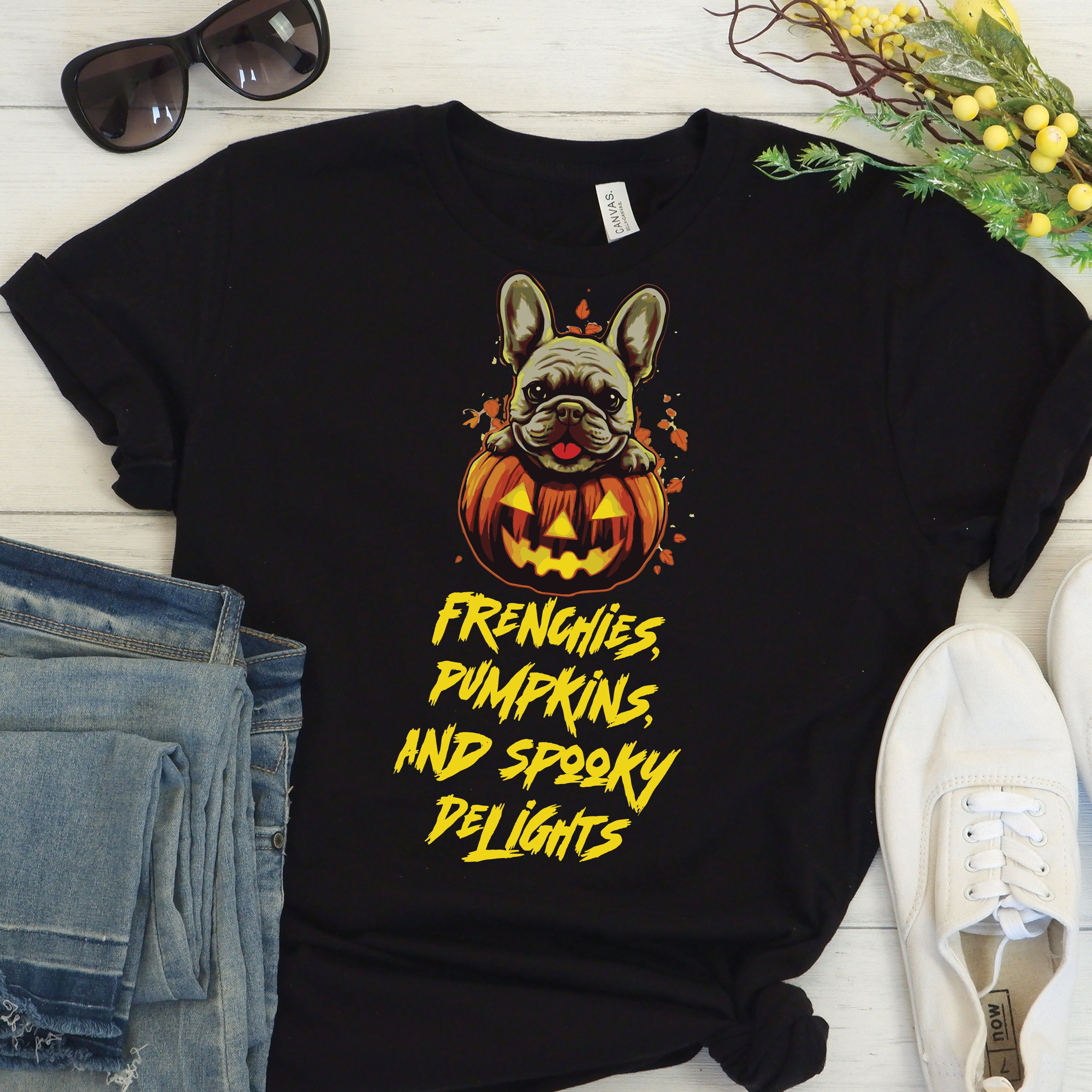 Scary Frenchie - Unisex T-Shirt for Dog Lovers and Owners-fadou