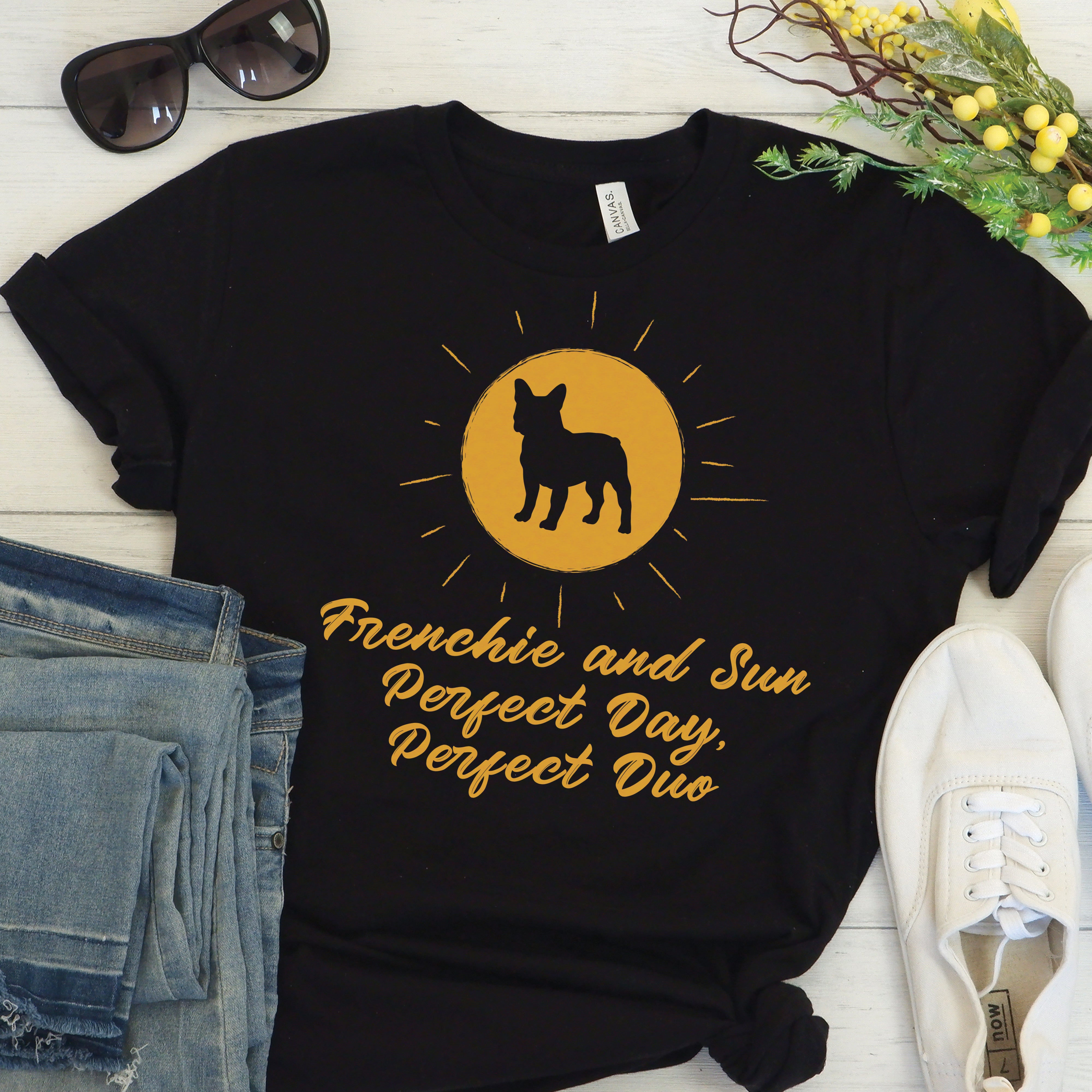 Frenchie and the Sun - Unisex T-Shirt for Everyday Wear-fadou