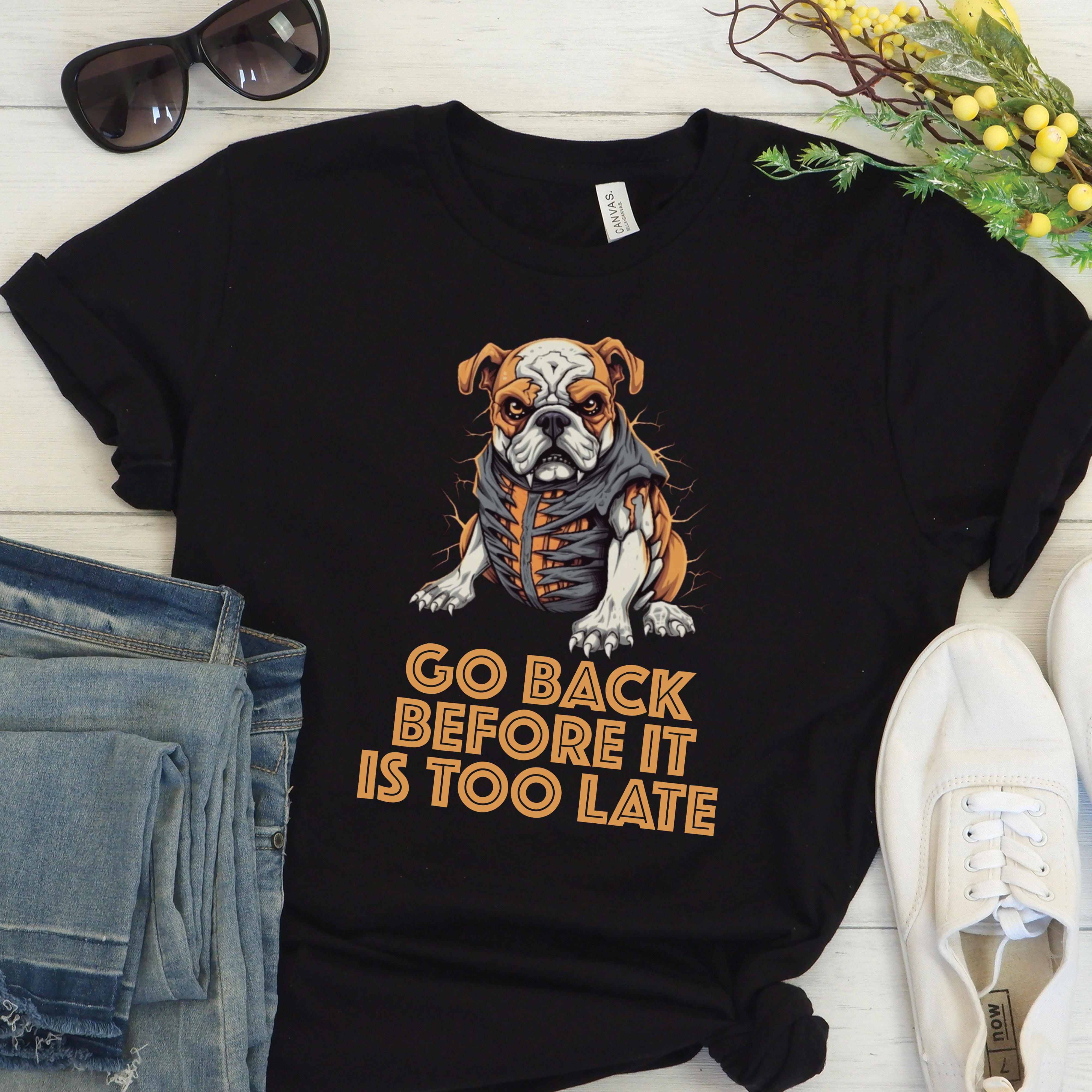 Spooktacular Halloween Cotton T-Shirt for Bulldog Owners-fadou