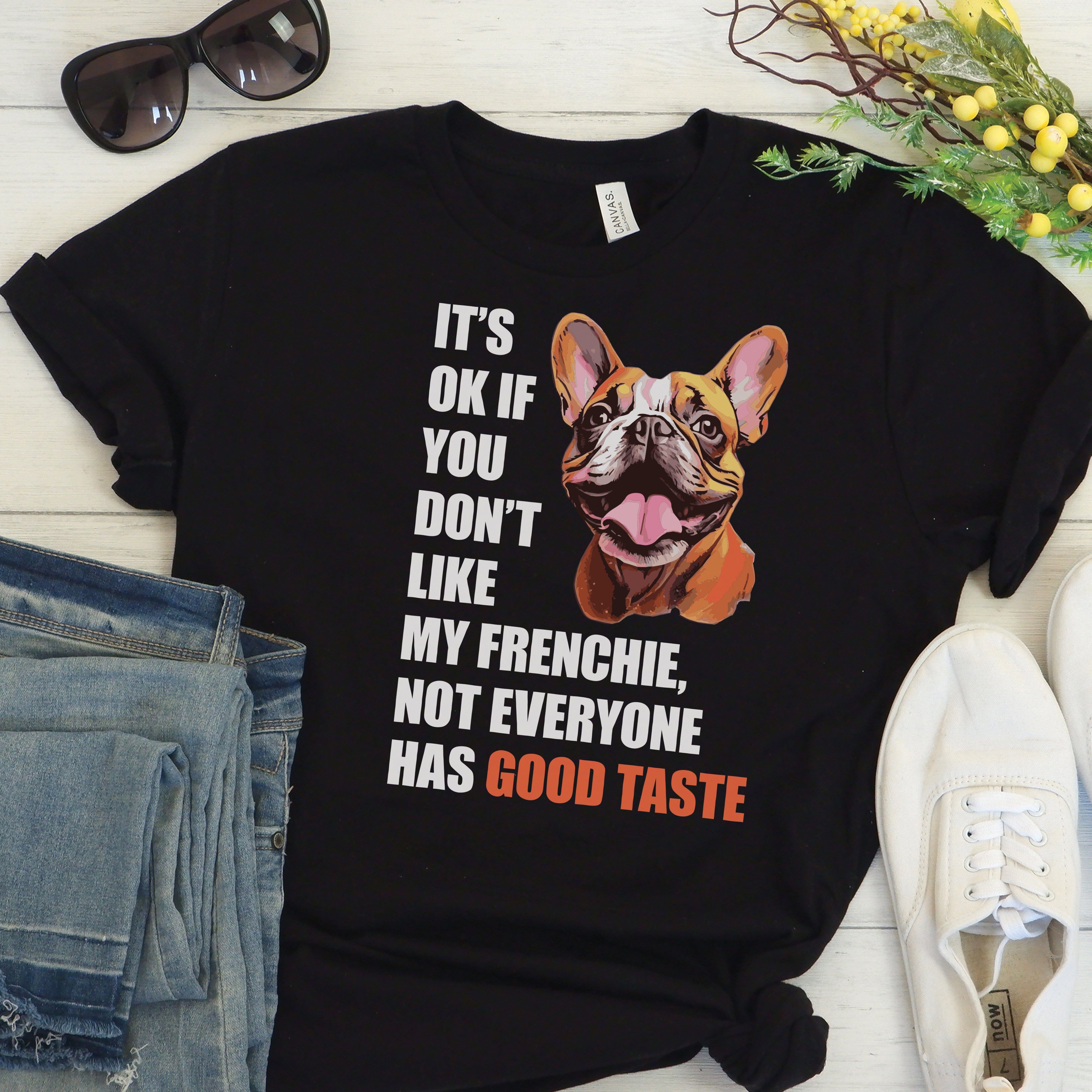 Artful French Bulldog Graphic Tee for Frenchie Enthusiasts-fadou