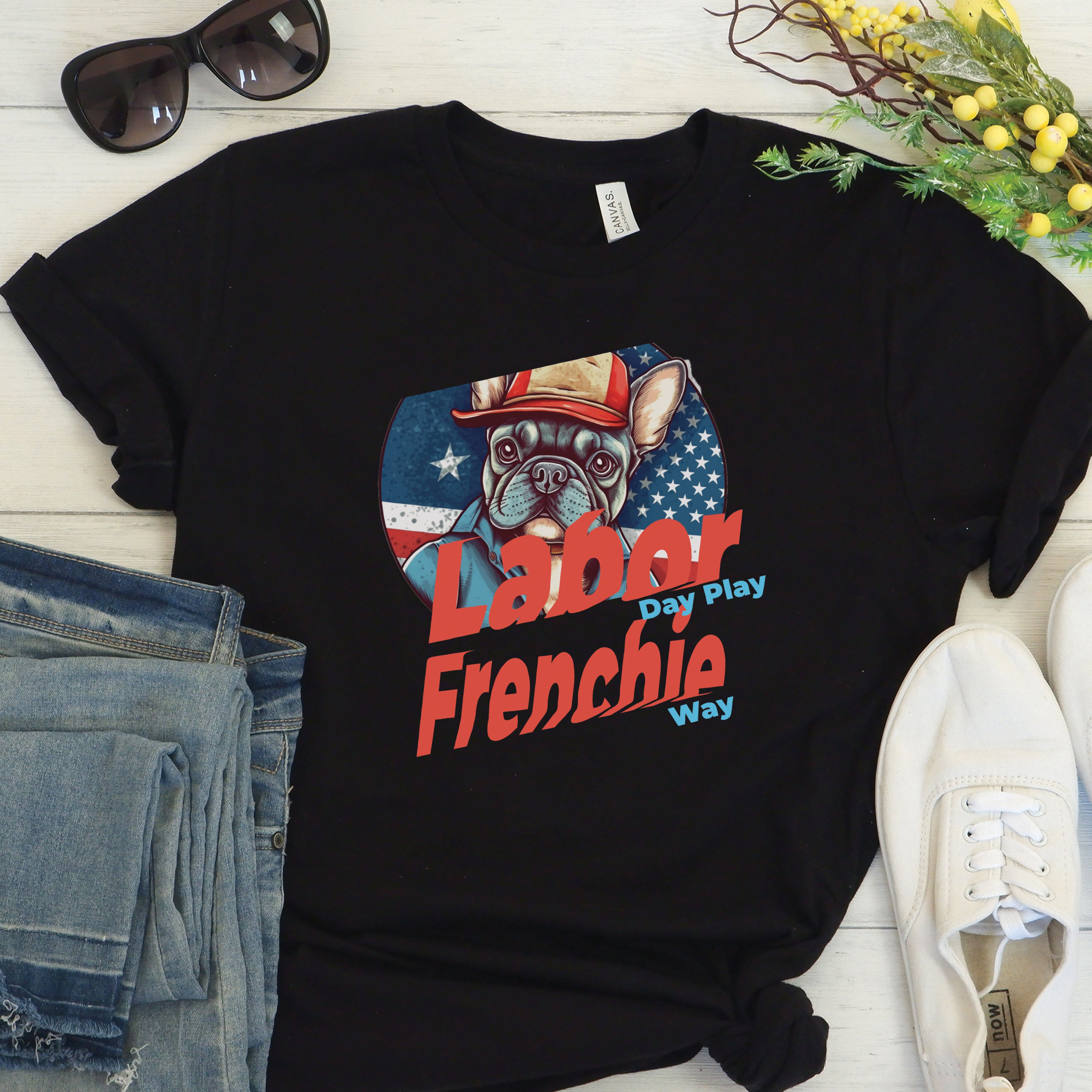 Chic French Bulldog Dog Lover Tee for Frenchie Enthusiasts-fadou