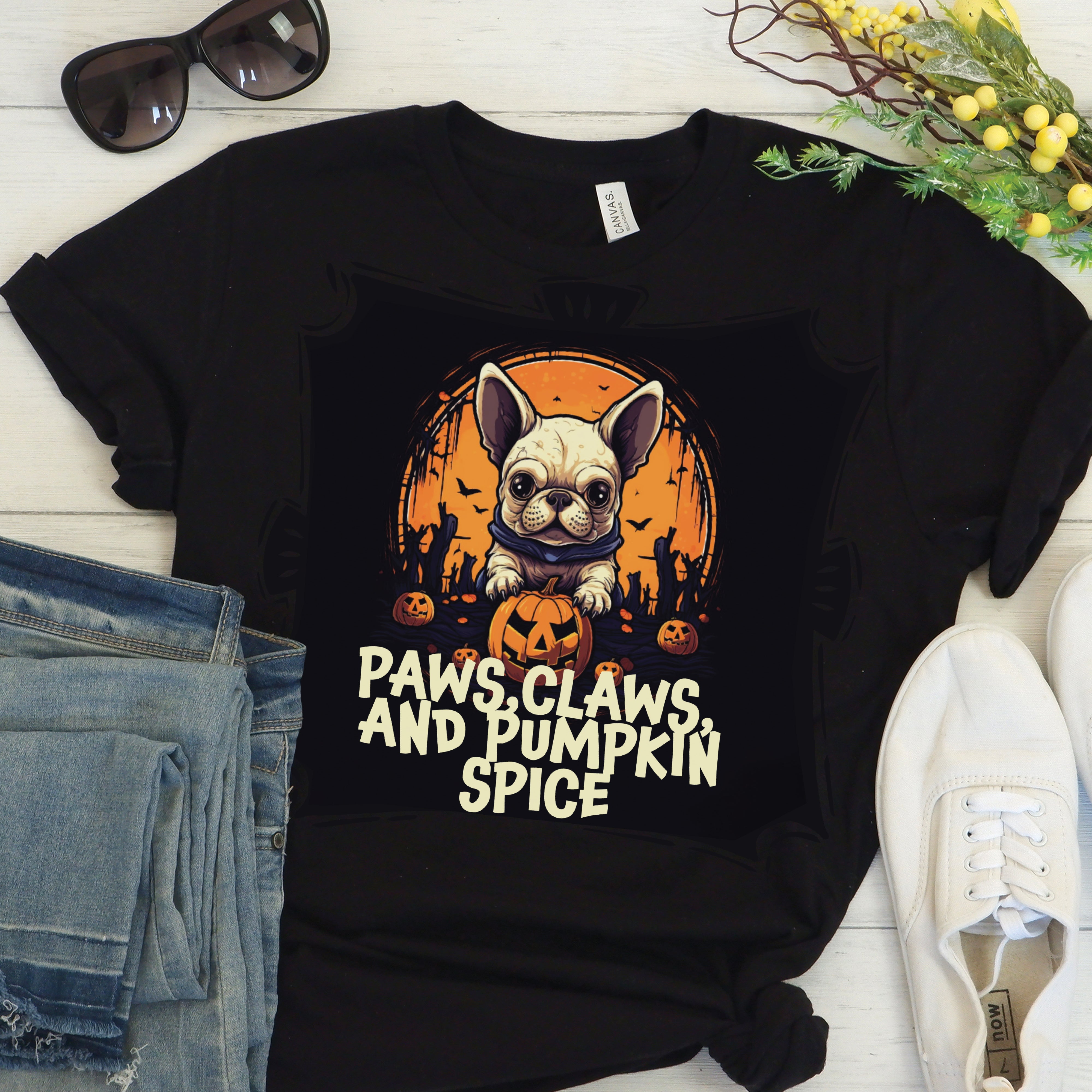 Frenchie Pumpkin Duo - Unisex T-Shirt for Everyday Wear-fadou