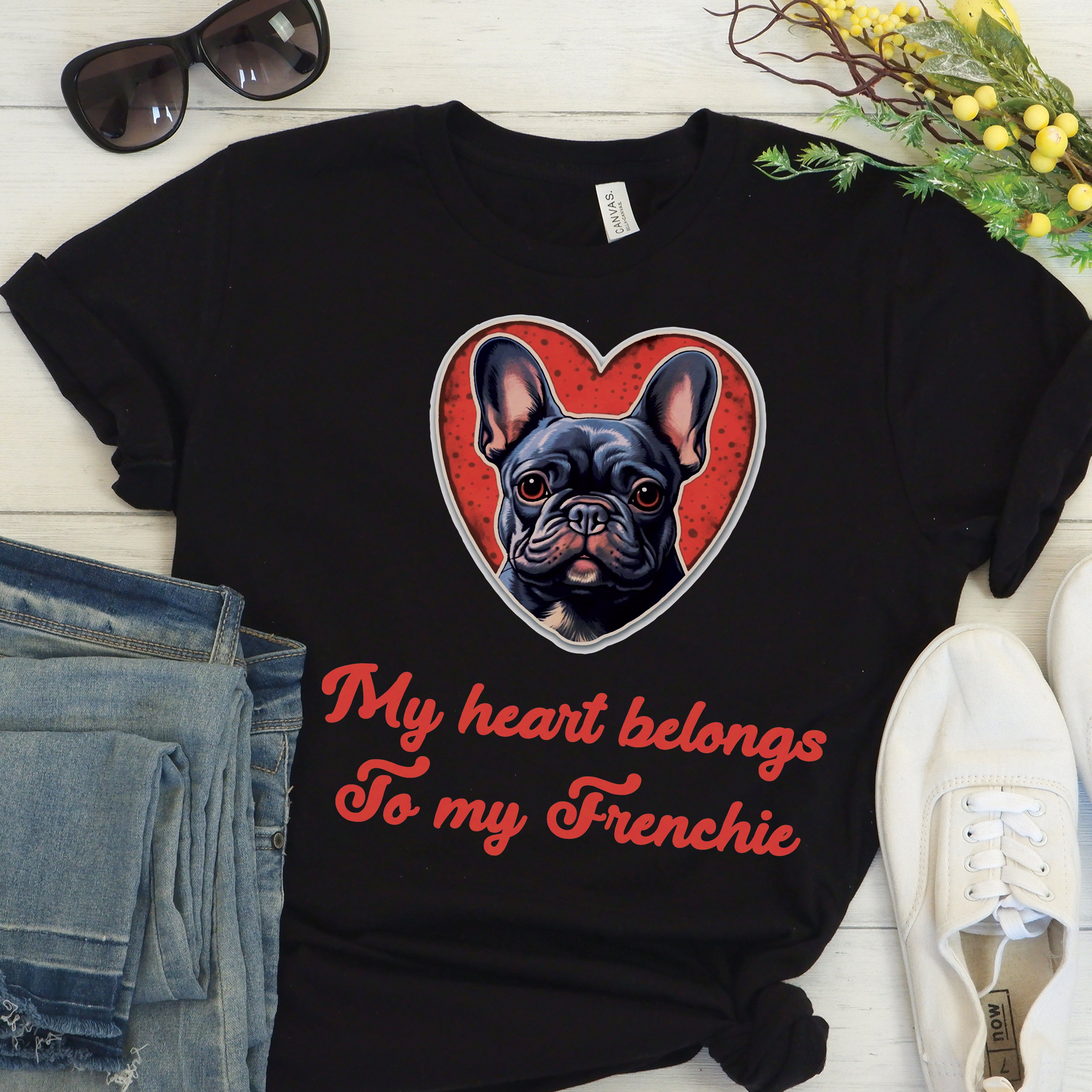 Frenchie Love - Unisex T-Shirt for Dog Lovers and Owners-fadou