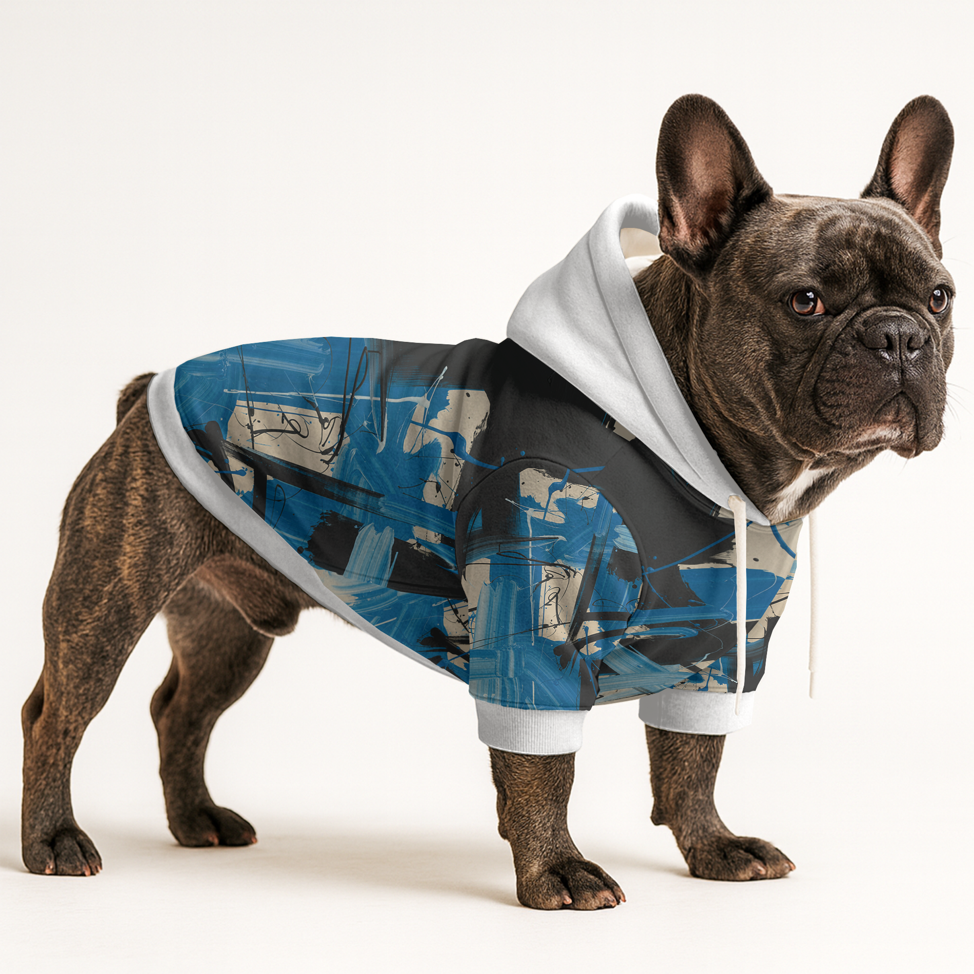 Avi French Bulldog Fleece Hoodie for Outdoor Adventures-fadou