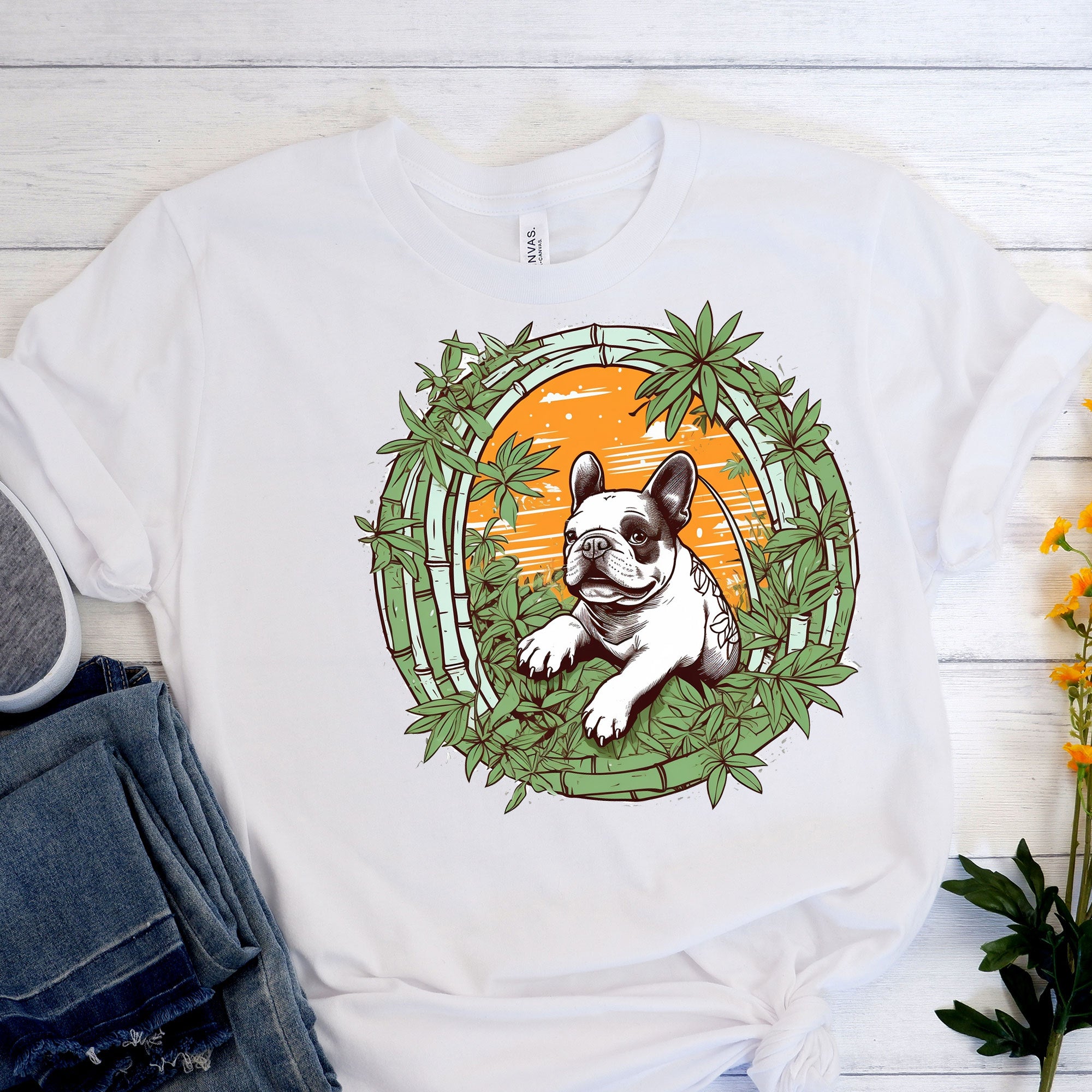 Panda French Bulldog Cotton T-Shirt for Dog Moms & Dads-fadou