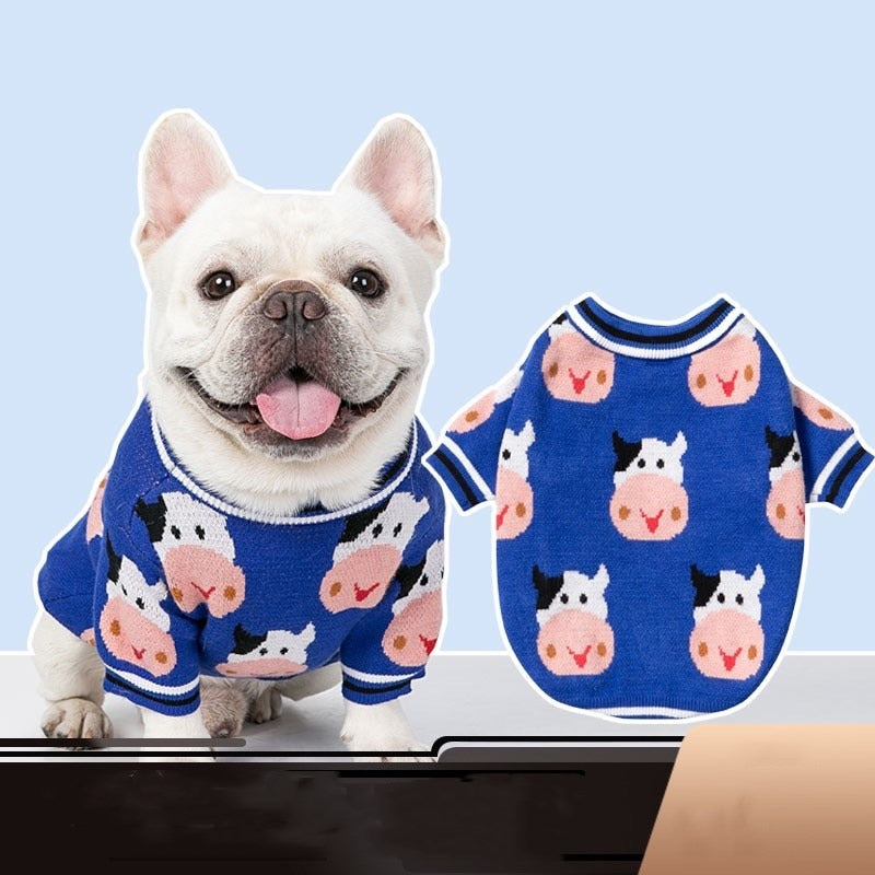 French Bulldog Winter Knit Sweater for Flat-Face Breeds-fadou