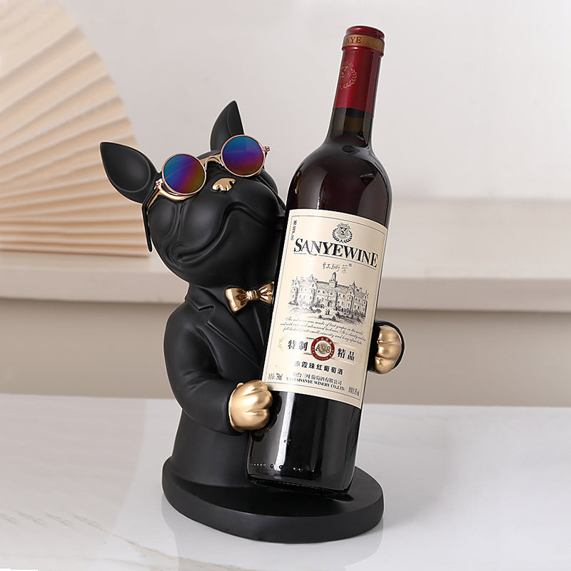 French Bulldog Figurine Wine Rack Sculpture for Cozy Nights-fadou