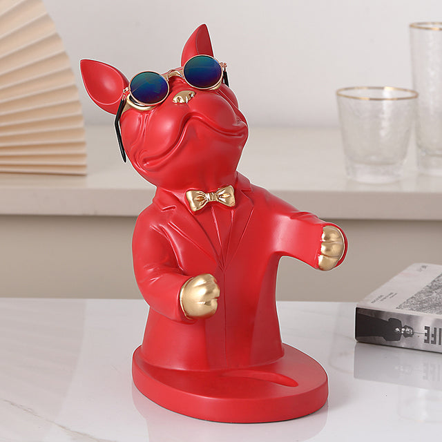 French Bulldog Figurine Wine Rack Sculpture for Cozy Nights-fadou